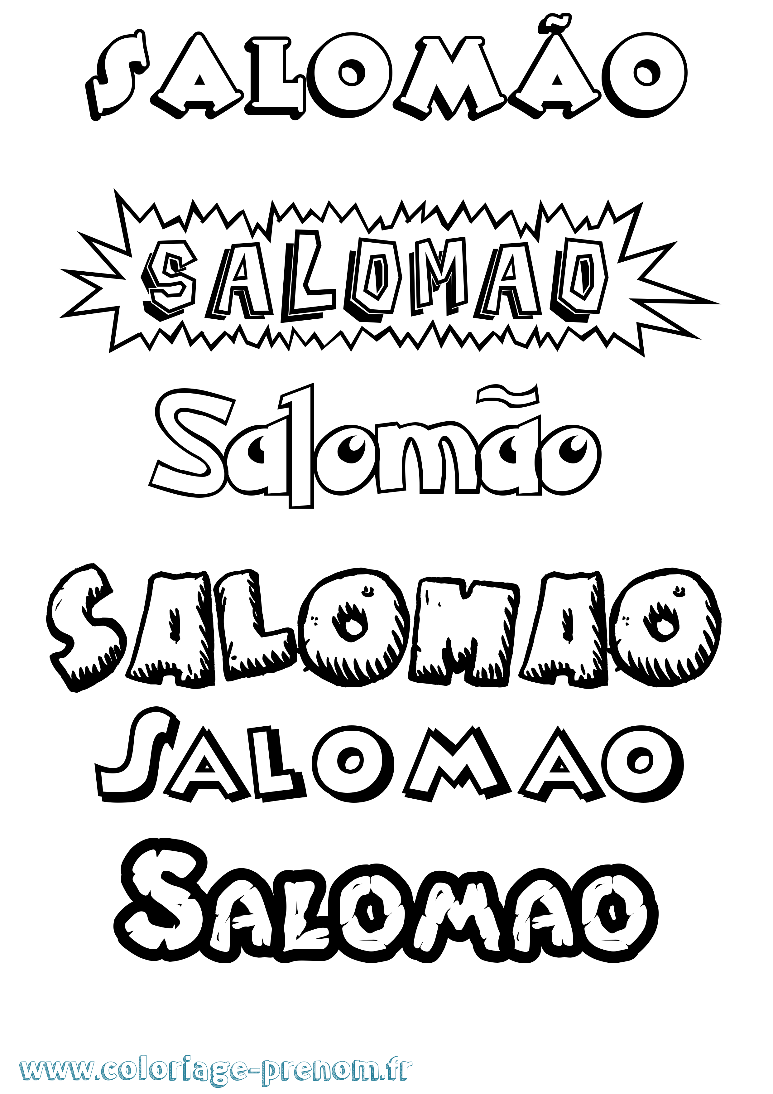 Coloriage Salomão Dessin Animé Coloriage prénom Salomão Dessin Animé