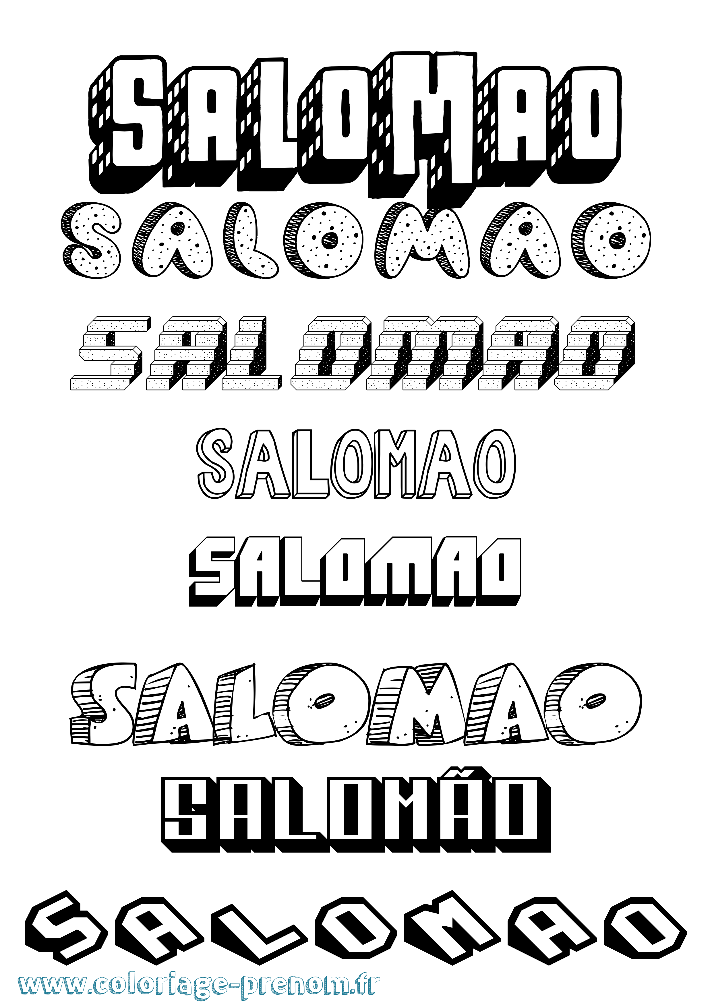 Coloriage Salomão Effet 3D Coloriage prénom Salomão Effet 3D