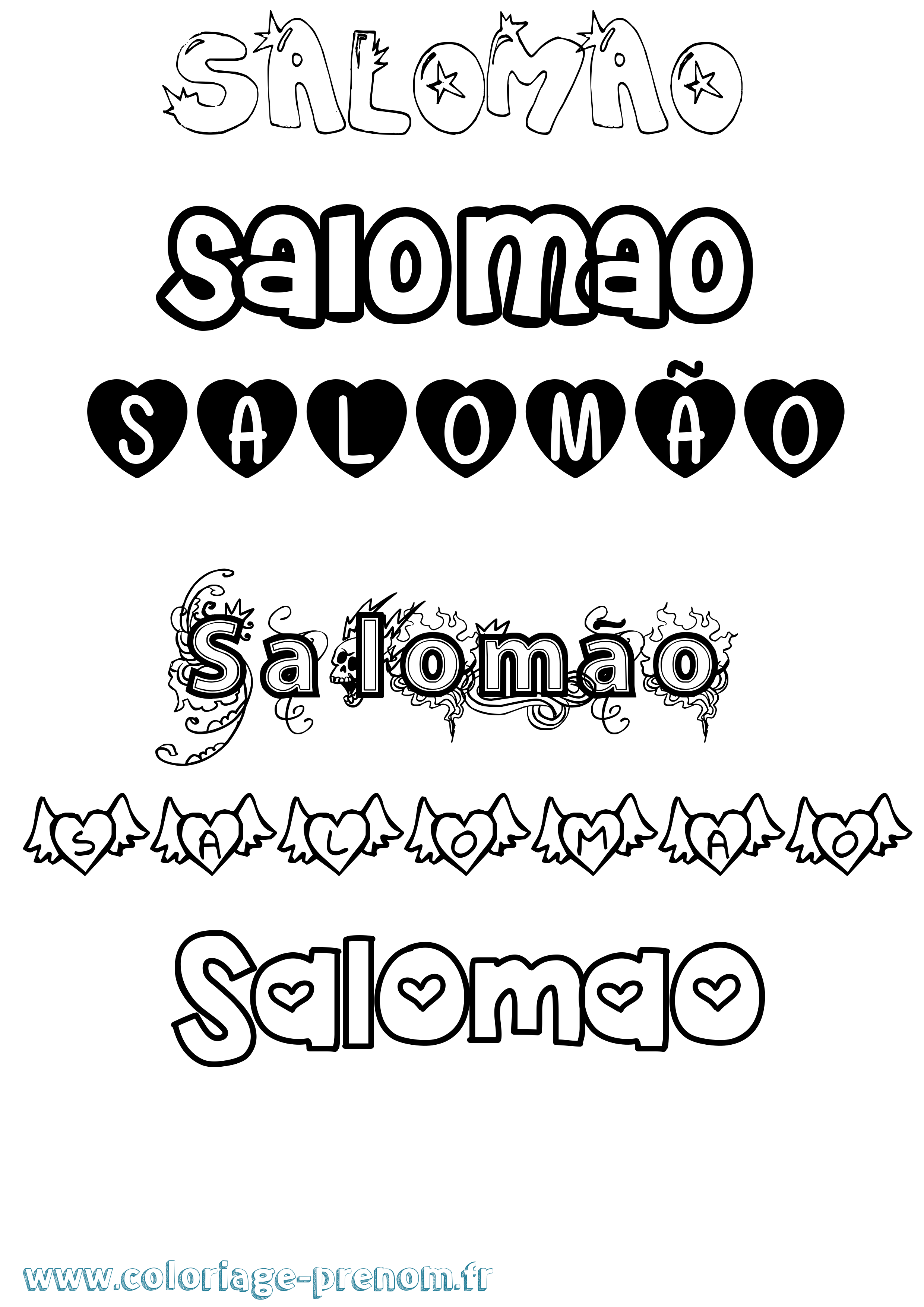Coloriage Salomão Girly Coloriage prénom Salomão Girly