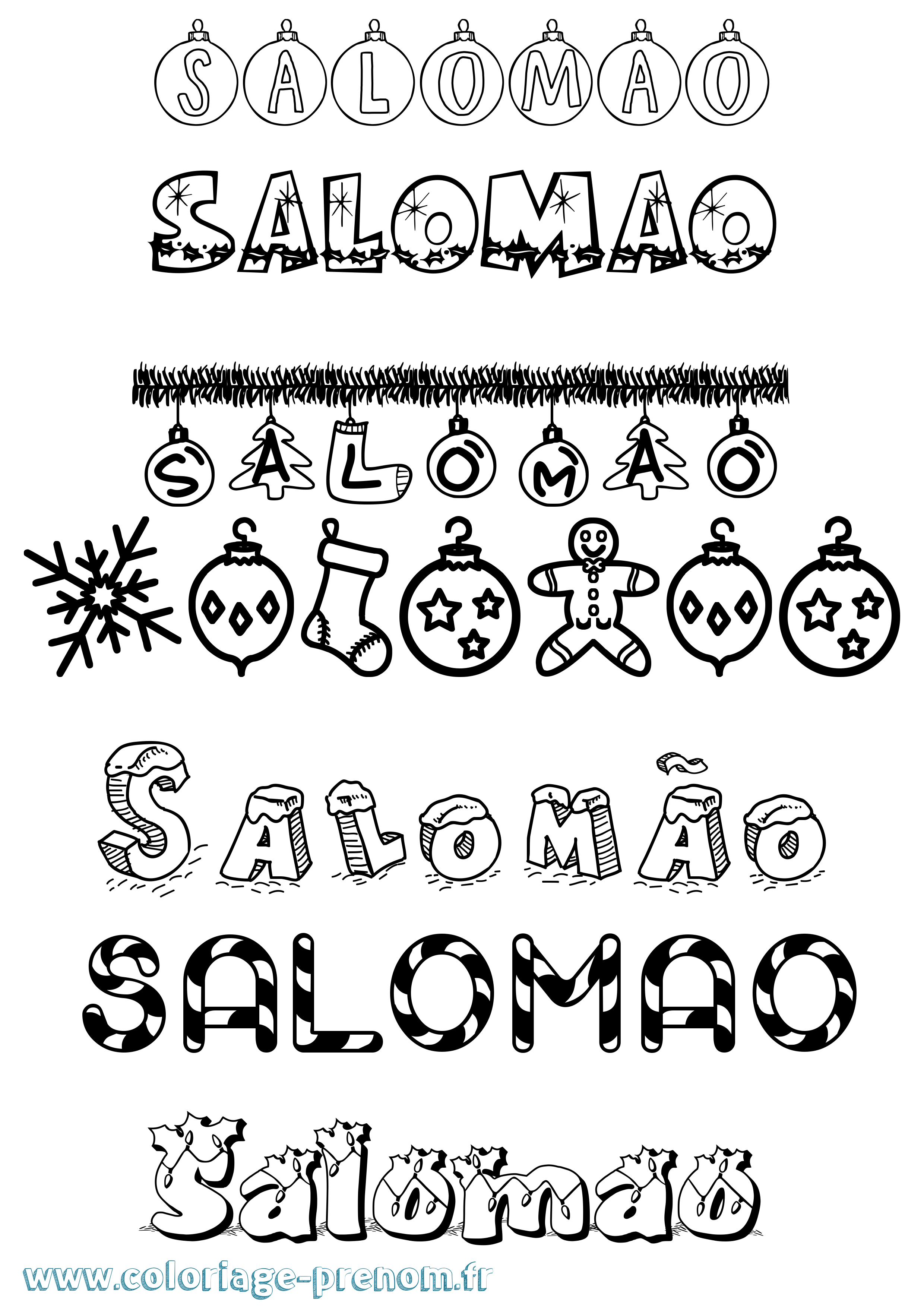 Coloriage Salomão Noël Coloriage prénom Salomão Noël