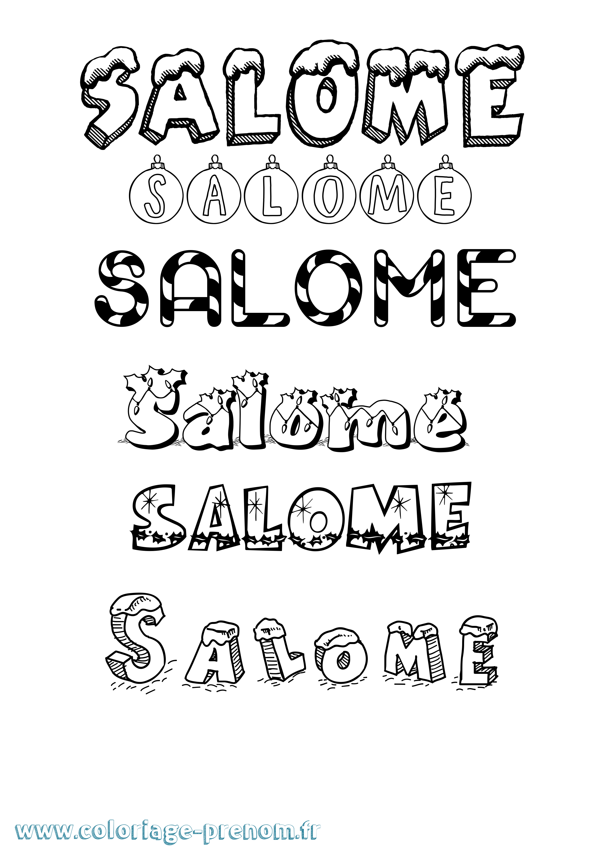 Coloriage prénom Salome Noël