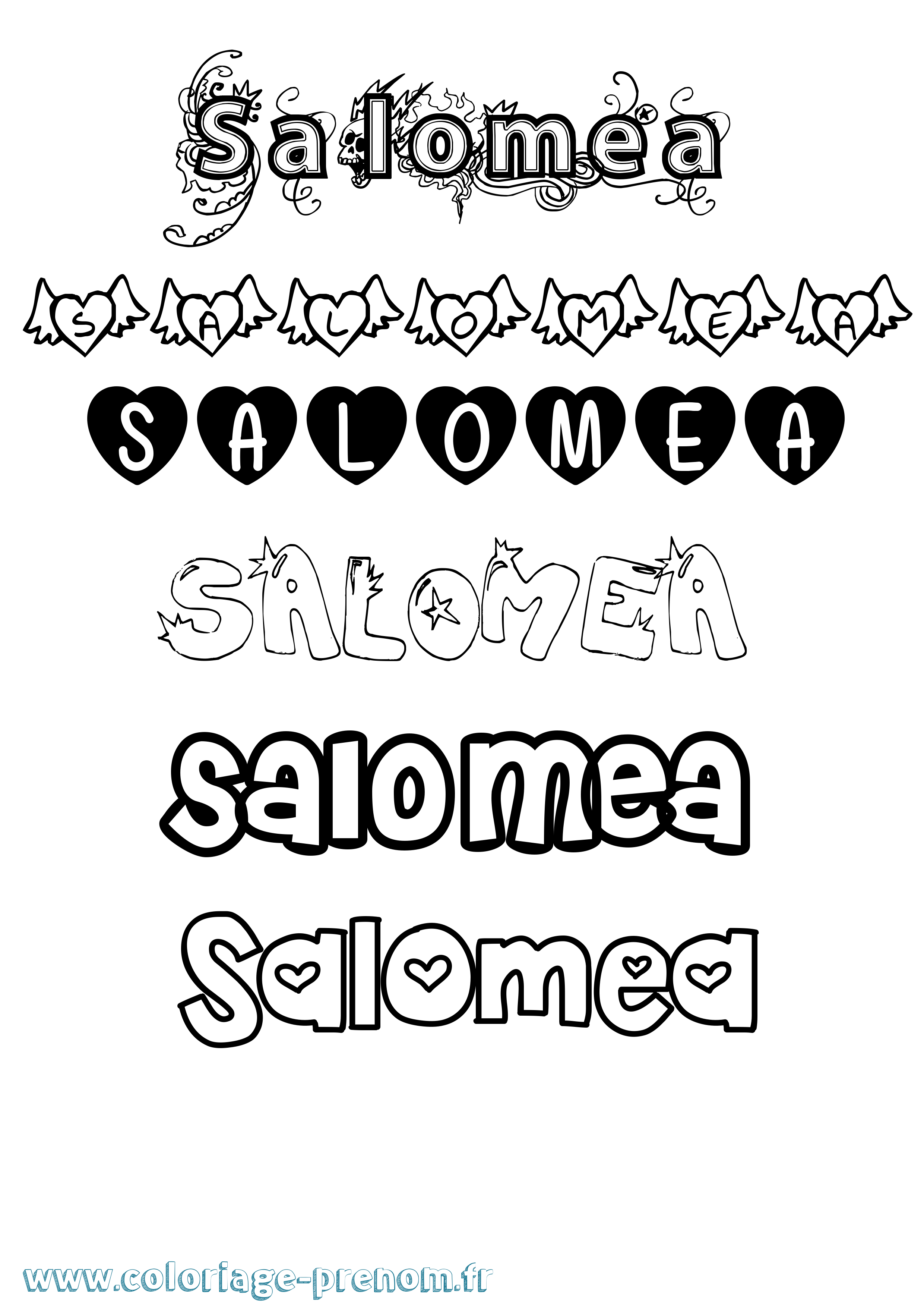 Coloriage prénom Salomea Girly