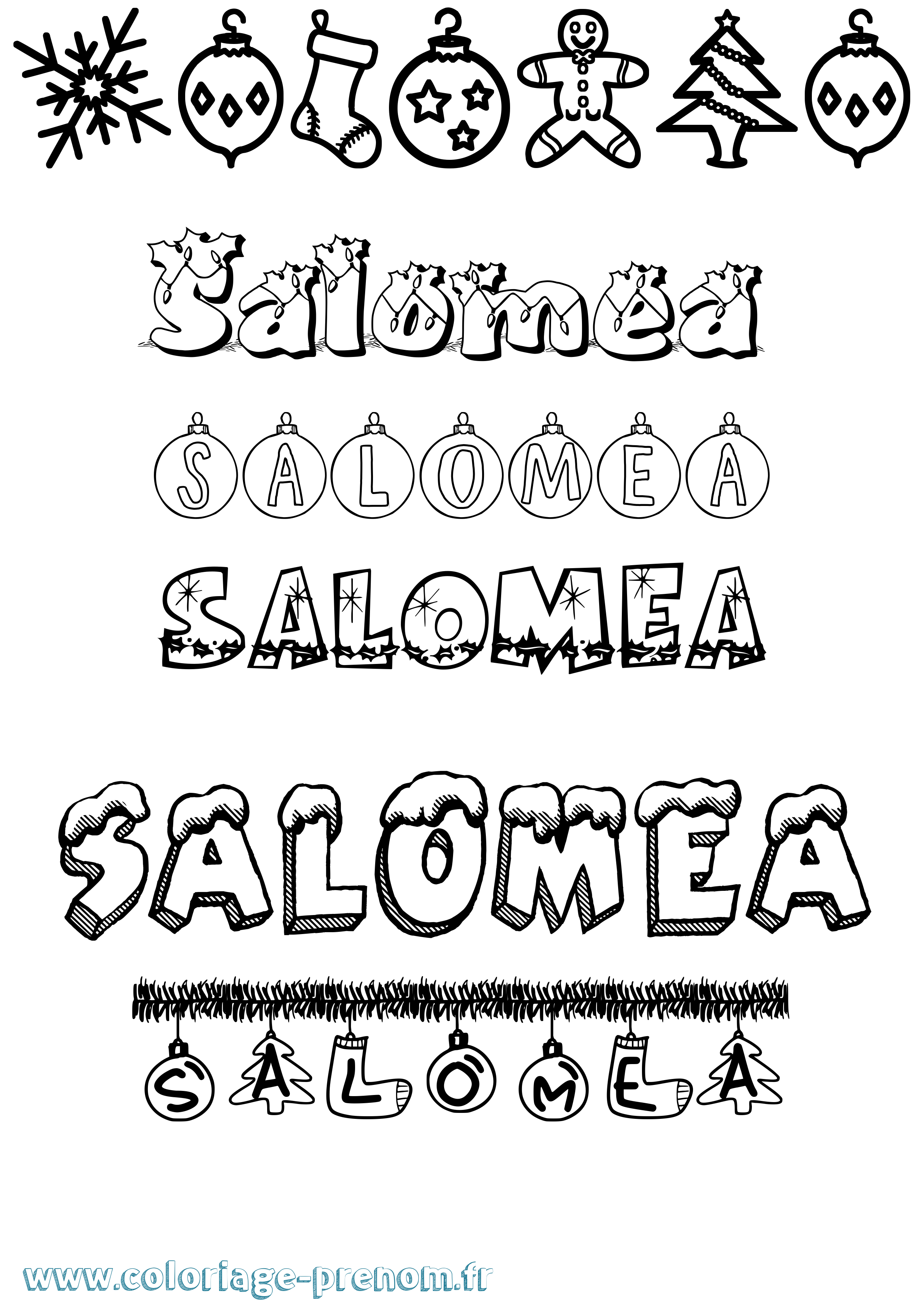 Coloriage prénom Salomea Noël