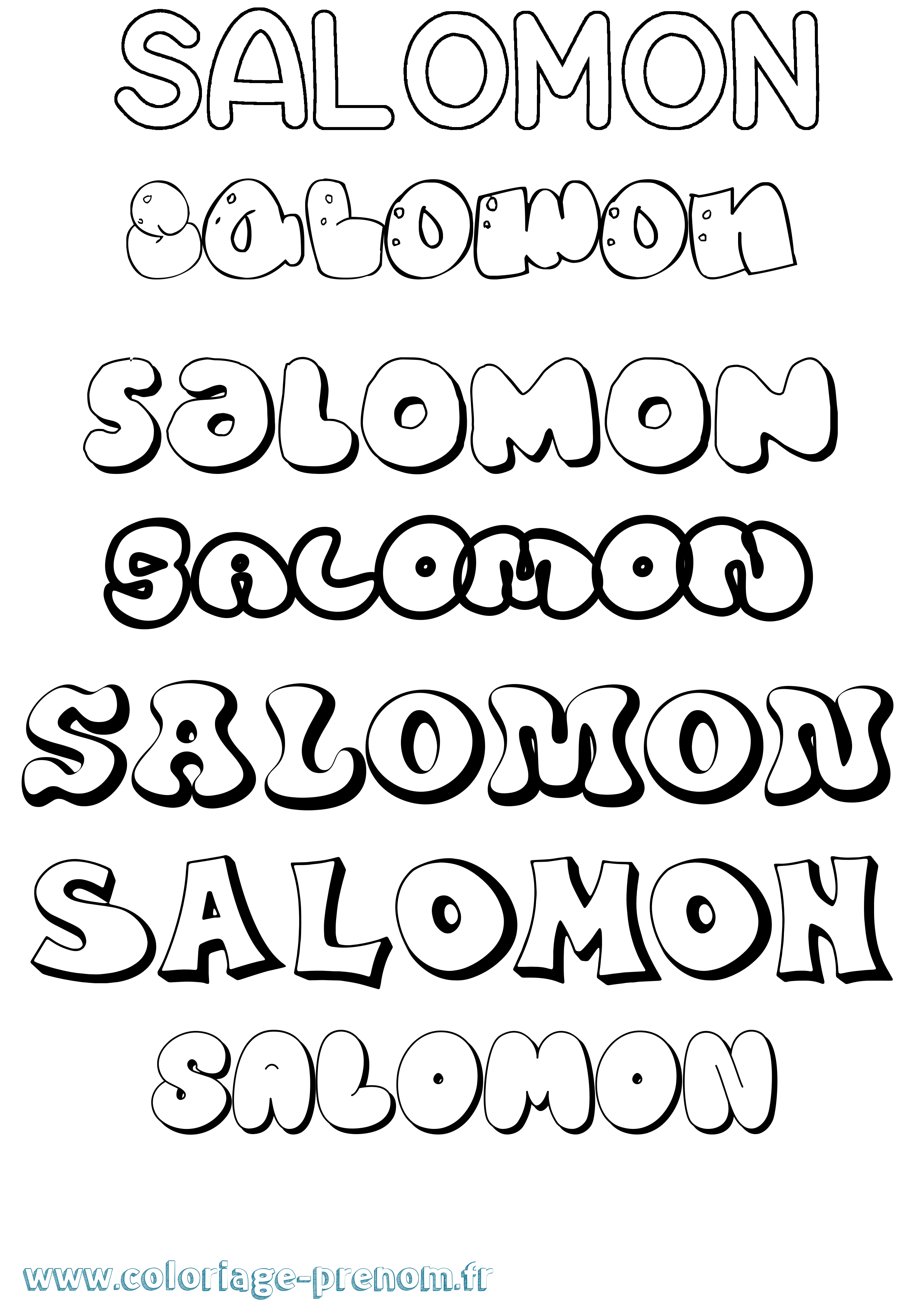 Coloriage prénom Salomon Bubble