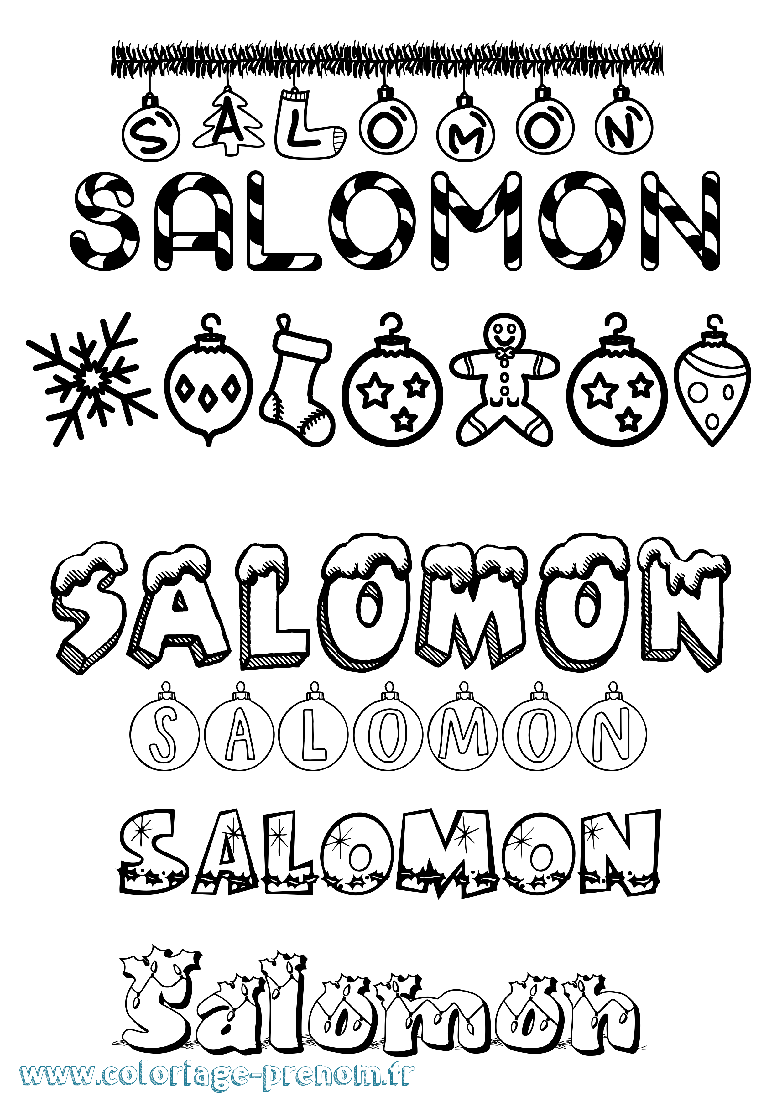 Coloriage prénom Salomon Noël