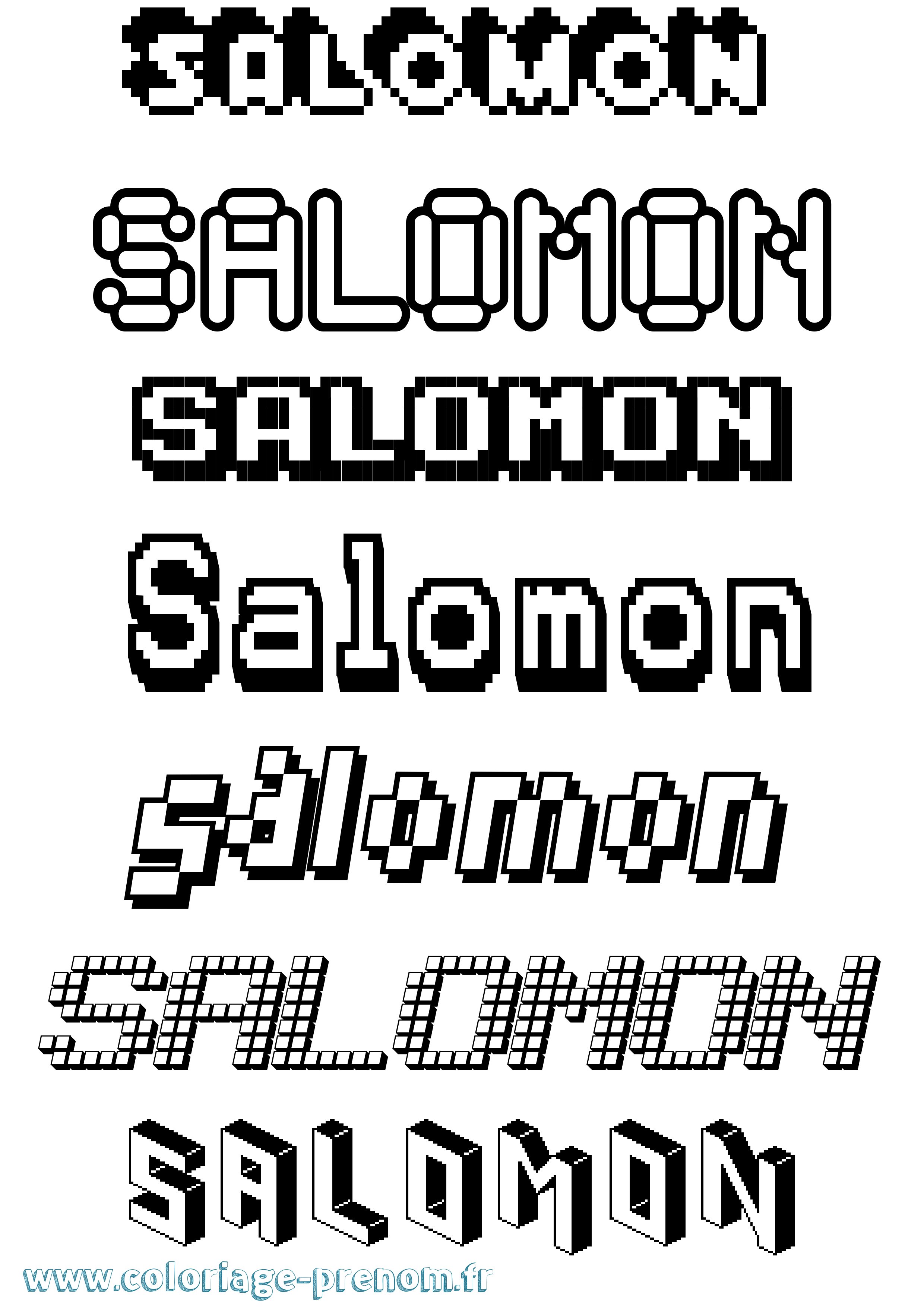 Coloriage prénom Salomon Pixel