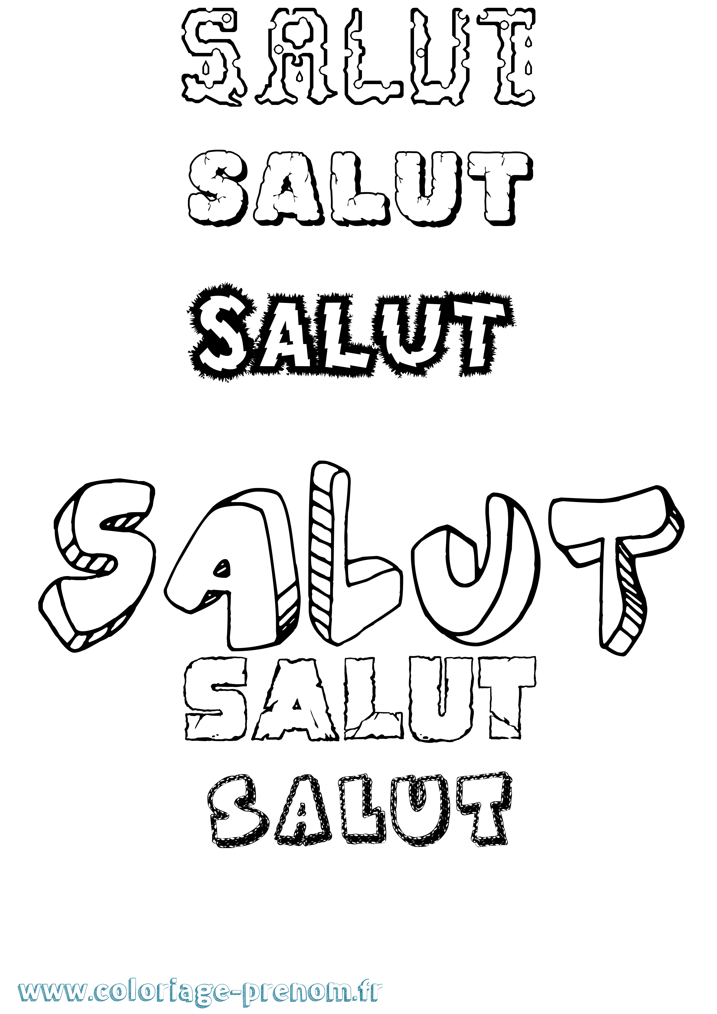 Coloriage Salut Destructuré Coloriage prénom Salut Destructuré