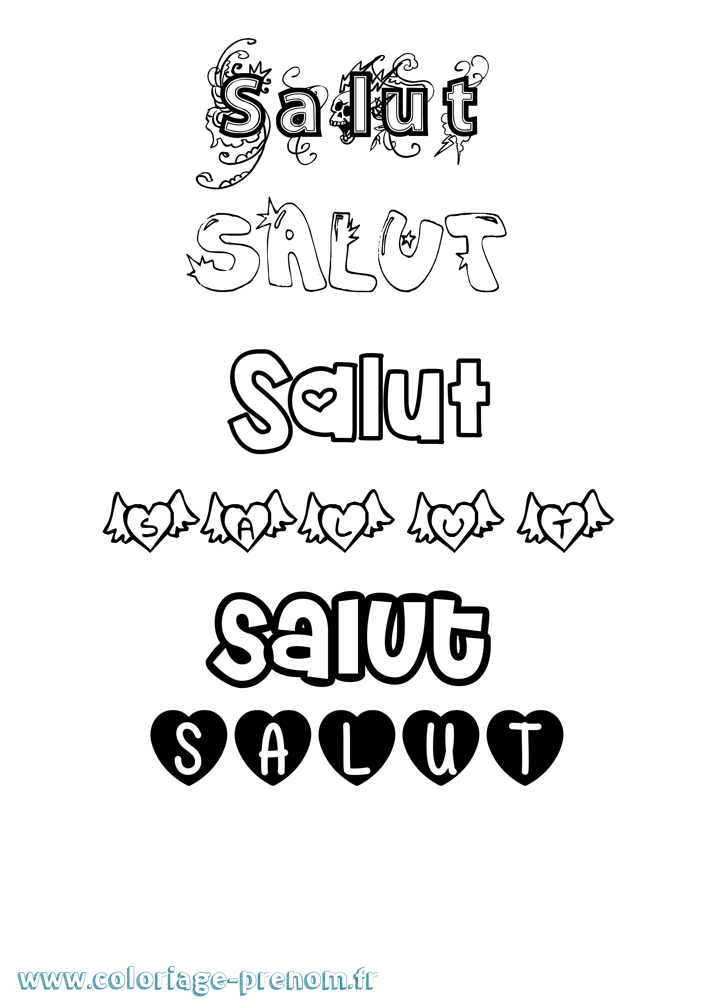 Coloriage Salut Girly Coloriage prénom Salut Girly