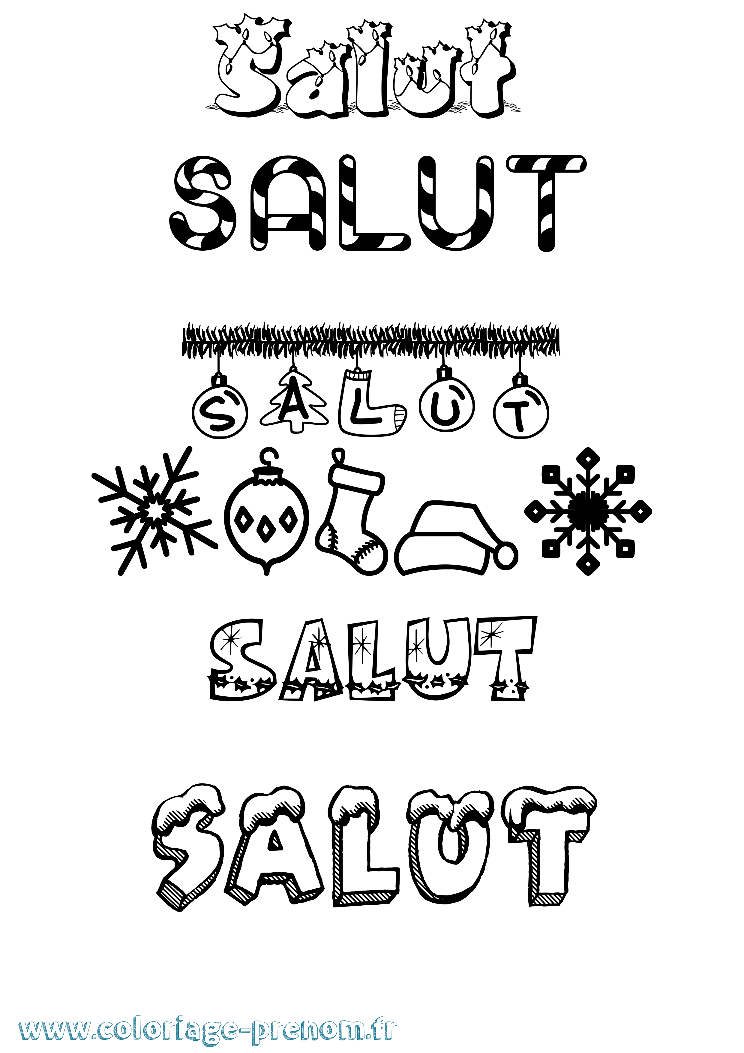 Coloriage Salut Noël Coloriage prénom Salut Noël