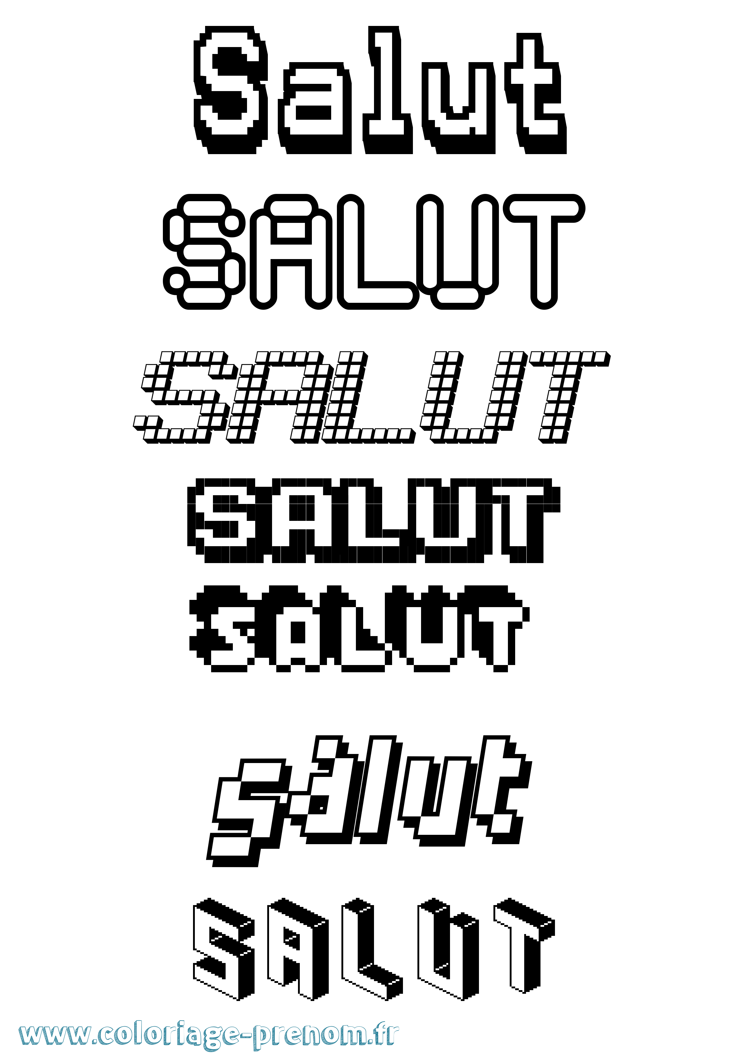 Coloriage Salut Pixel Coloriage prénom Salut Pixel
