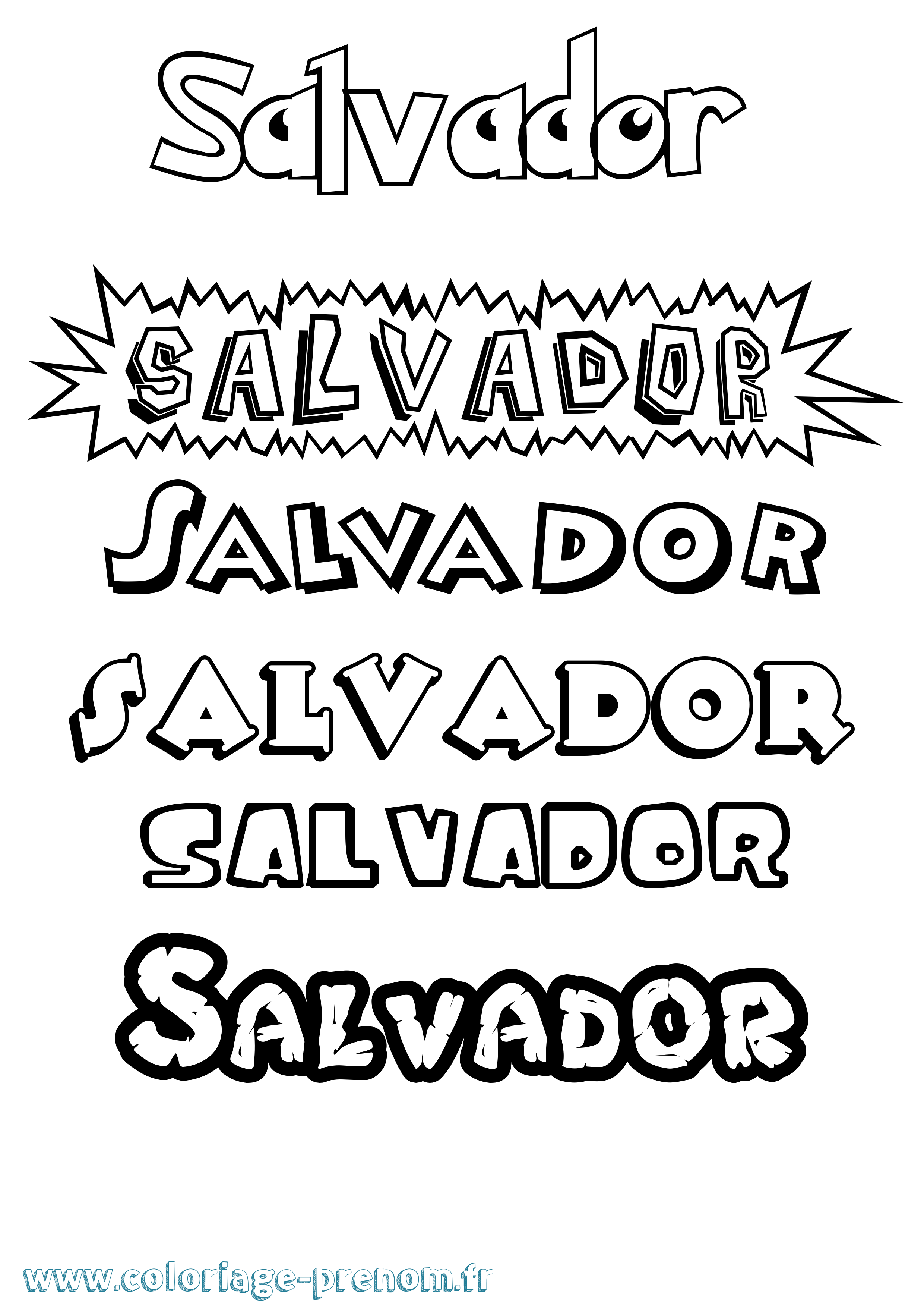 Coloriage Salvador Dessin Animé Coloriage prénom Salvador Dessin Animé