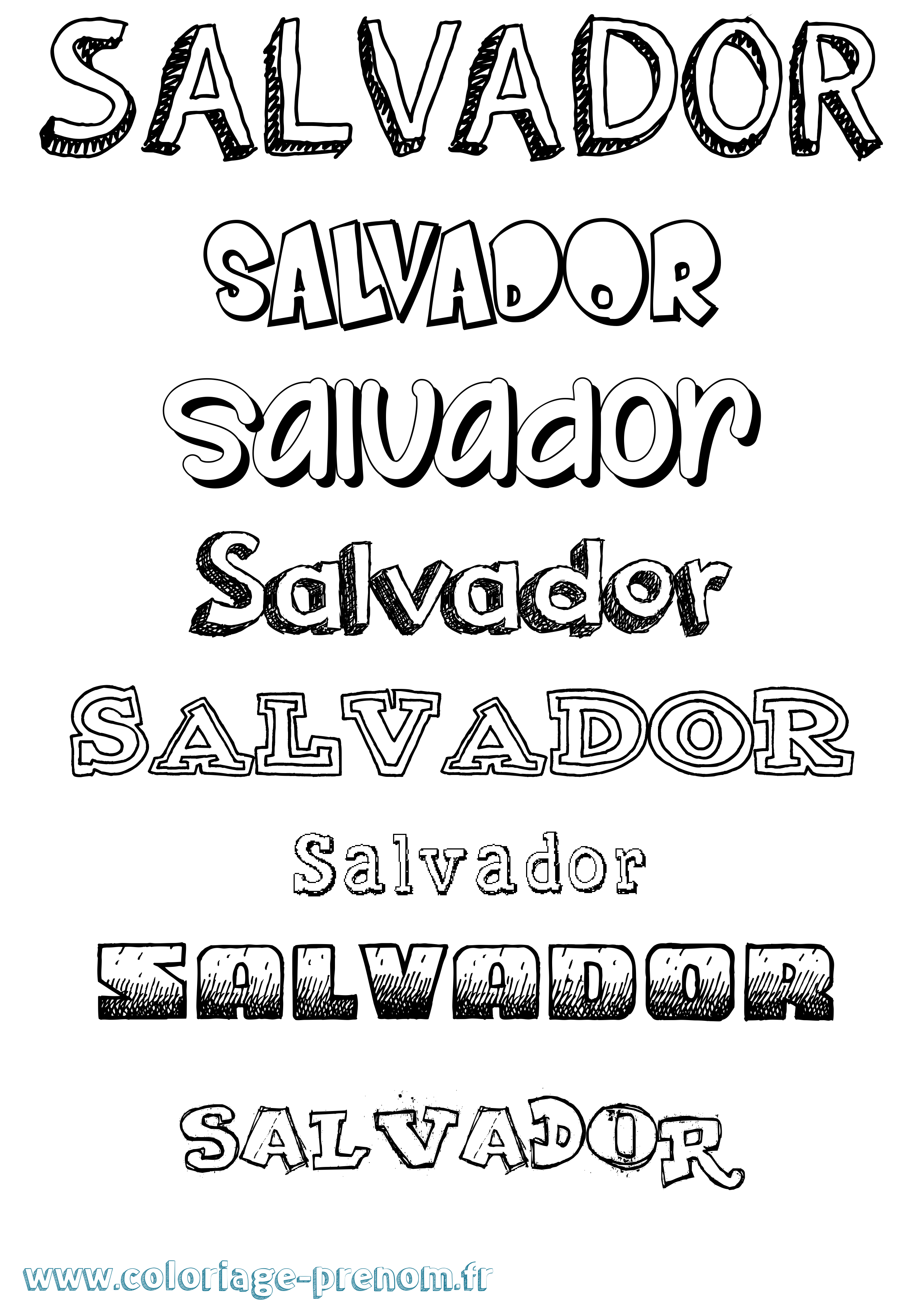 Coloriage Salvador Dessiné Coloriage prénom Salvador Dessiné
