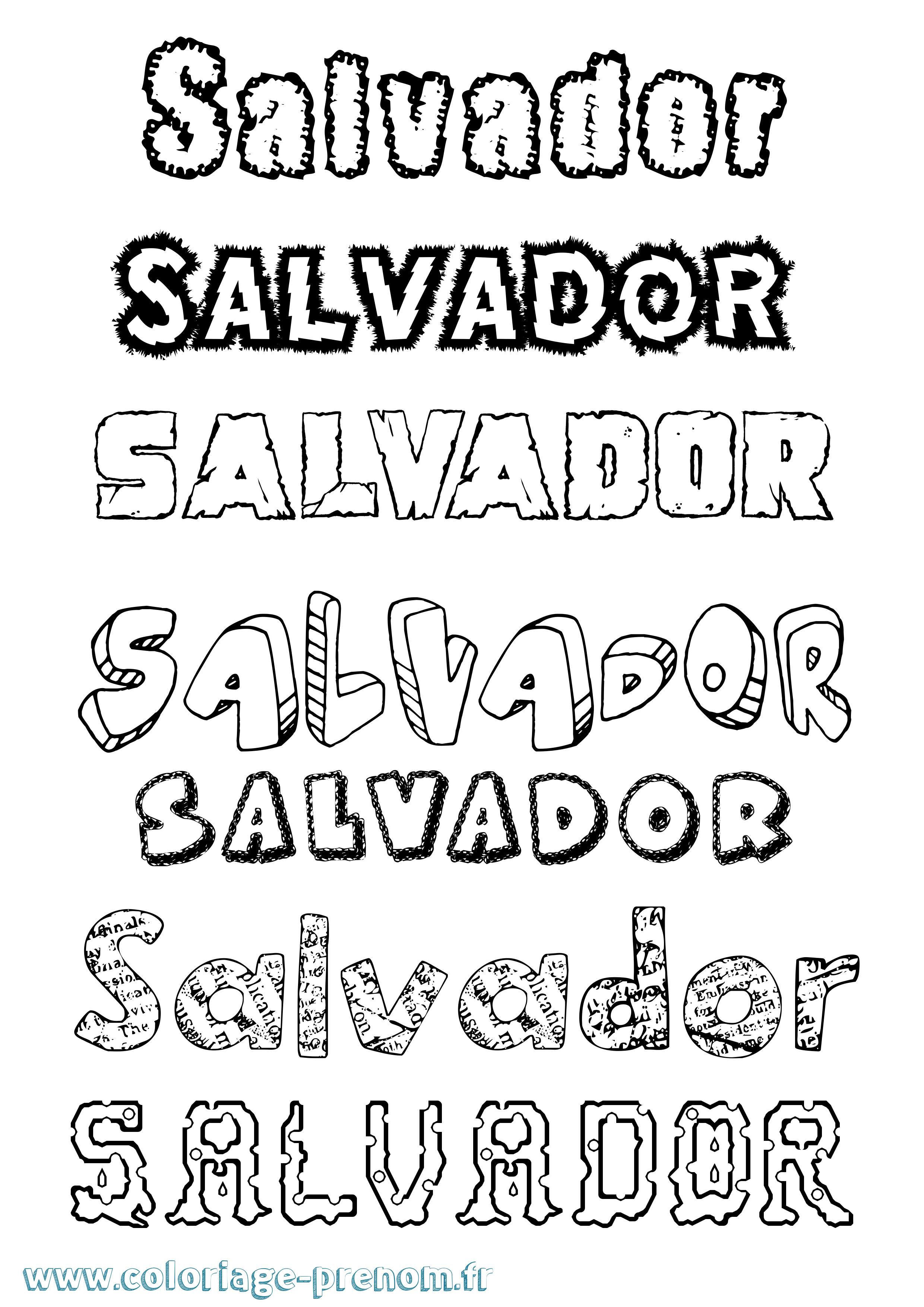 Coloriage prénom Salvador Destructuré