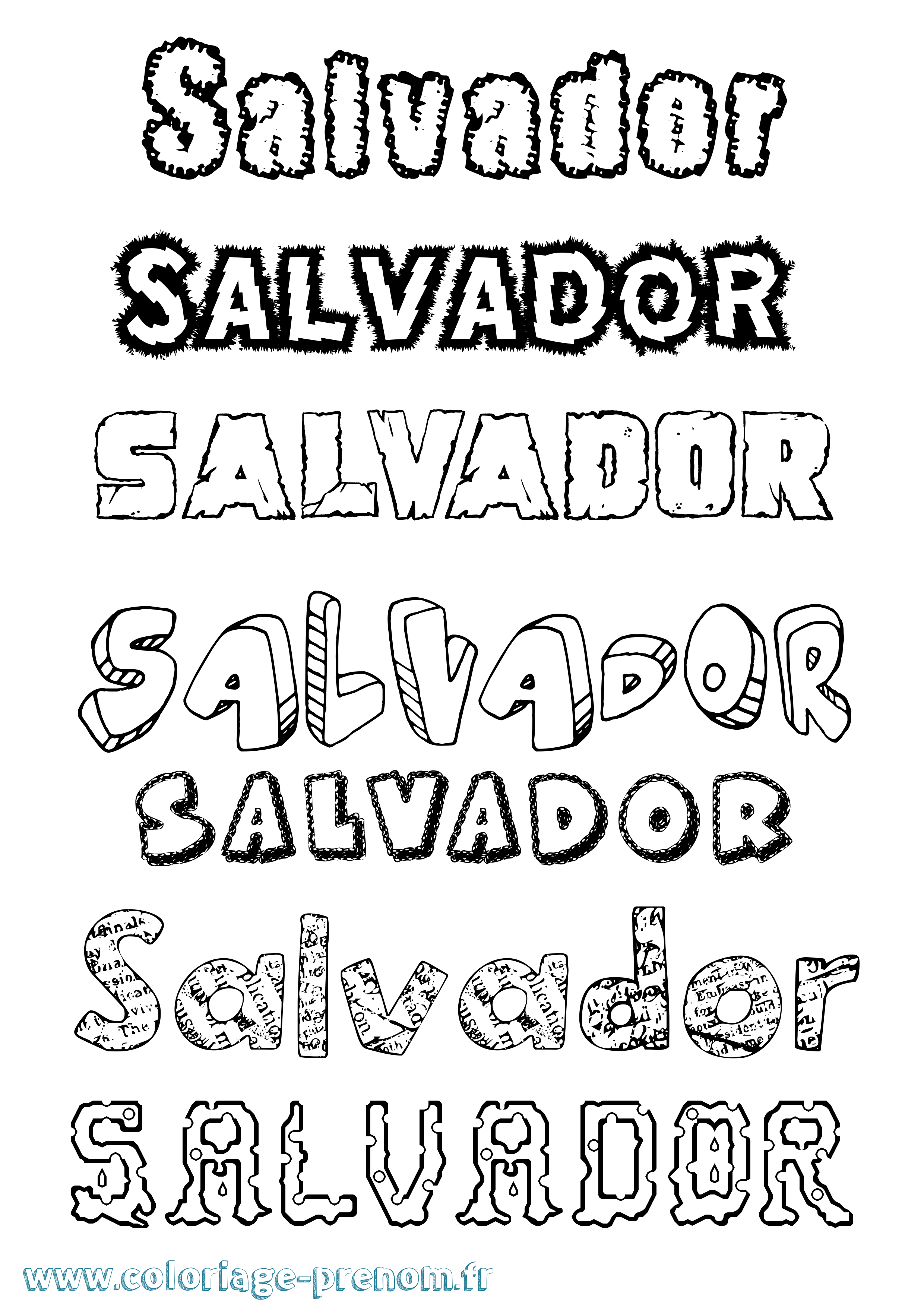 Coloriage Salvador Destructuré Coloriage prénom Salvador Destructuré