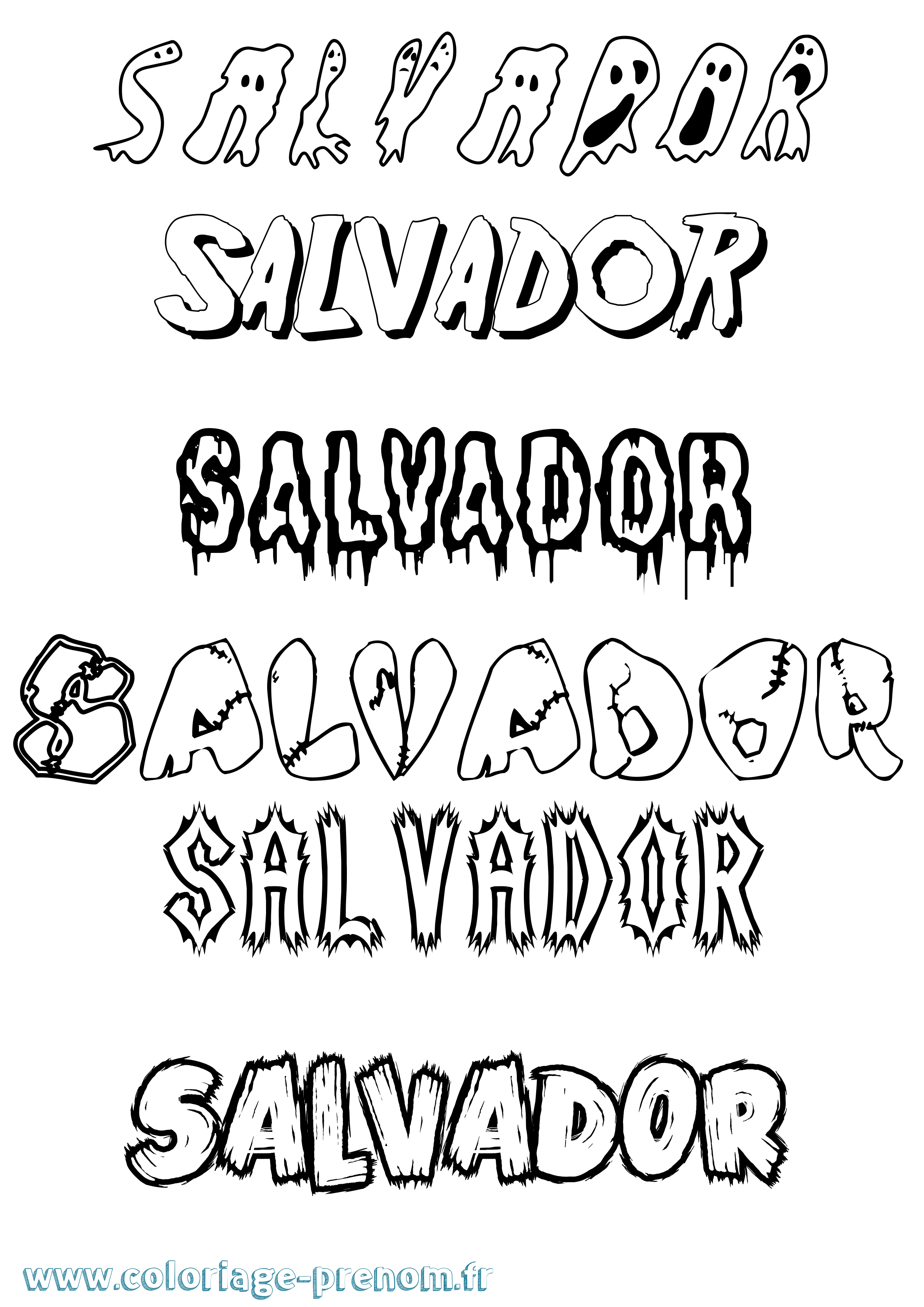 Coloriage Salvador Frisson Coloriage prénom Salvador Frisson