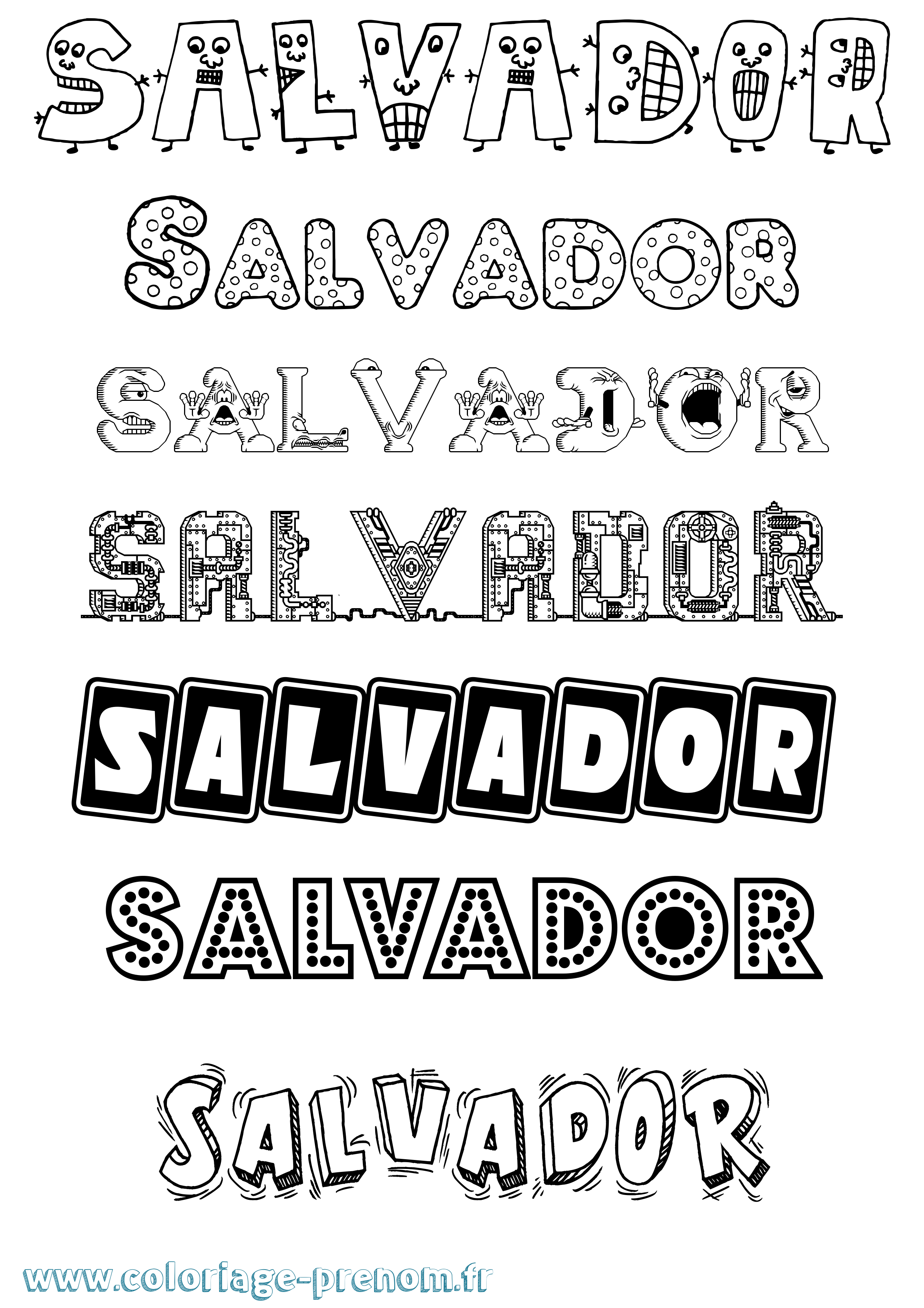 Coloriage Salvador Fun Coloriage prénom Salvador Fun