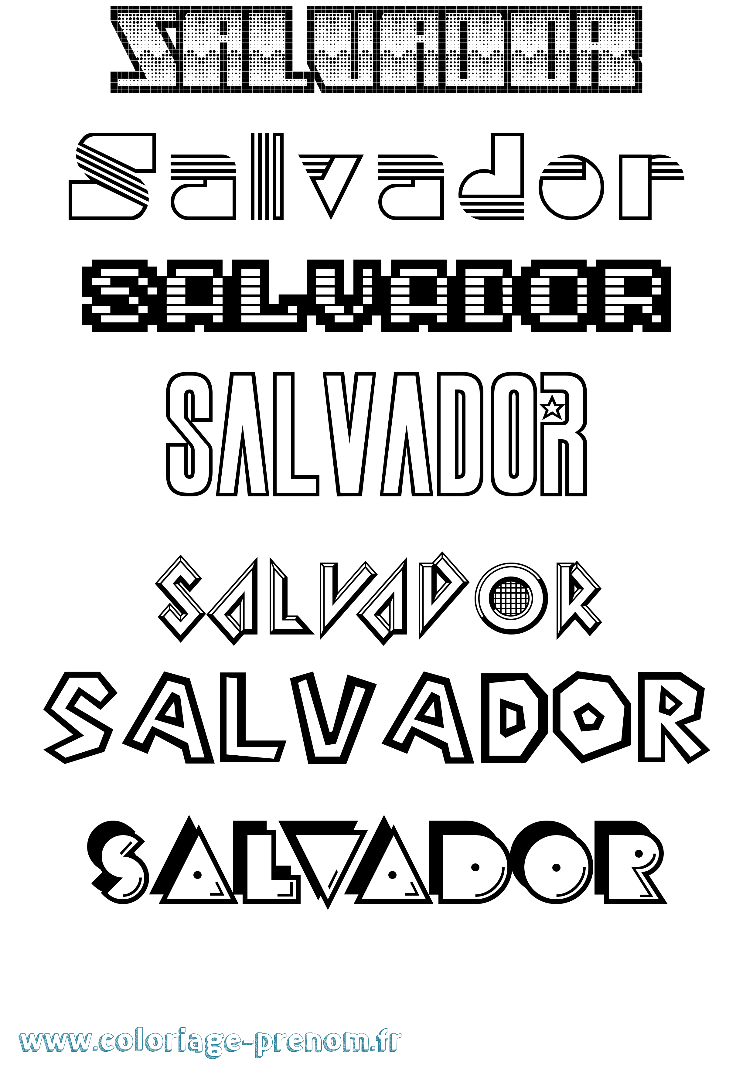 Coloriage Salvador Jeux Vidéos Coloriage prénom Salvador Jeux Vidéos