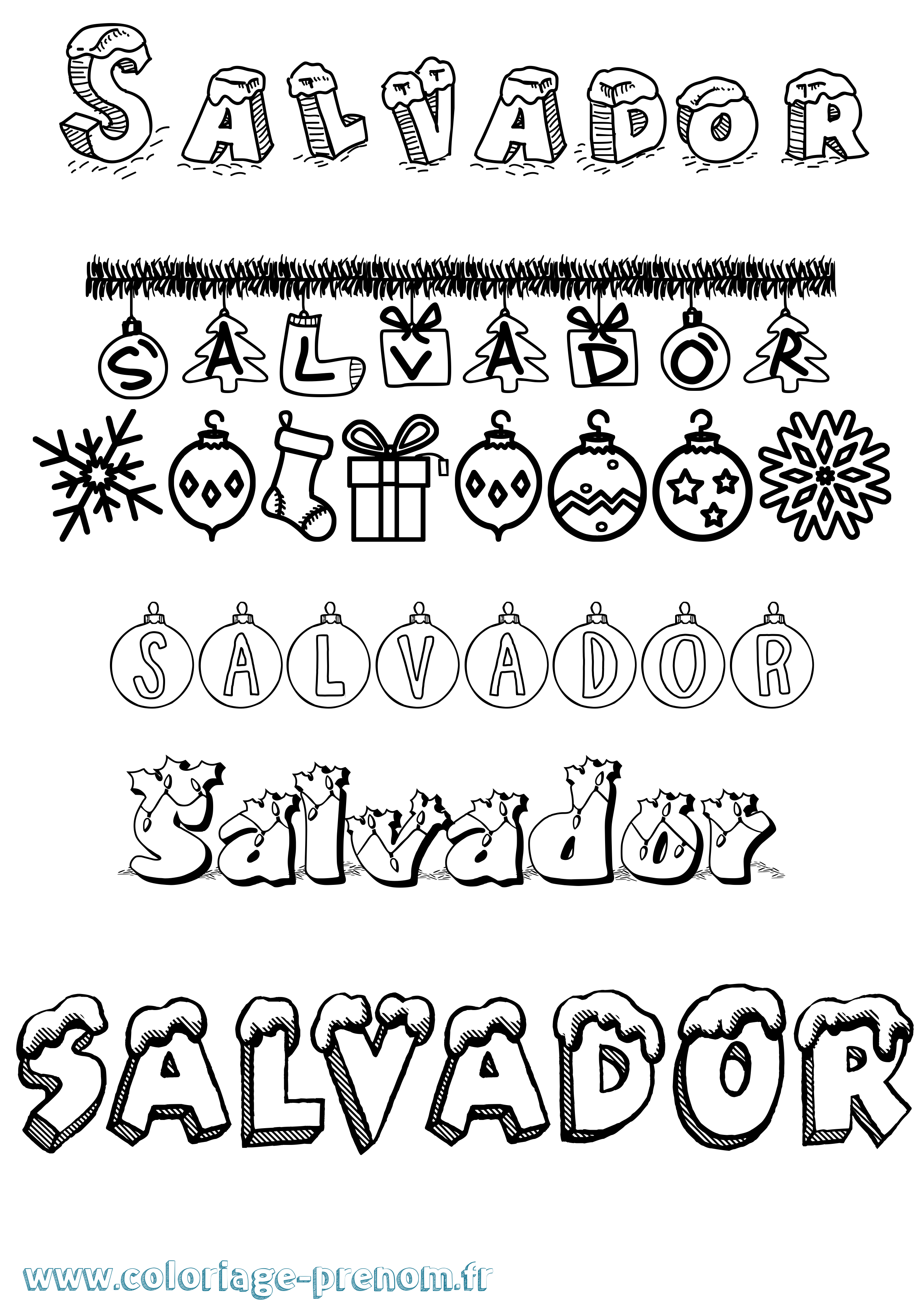 Coloriage Salvador Noël Coloriage prénom Salvador Noël