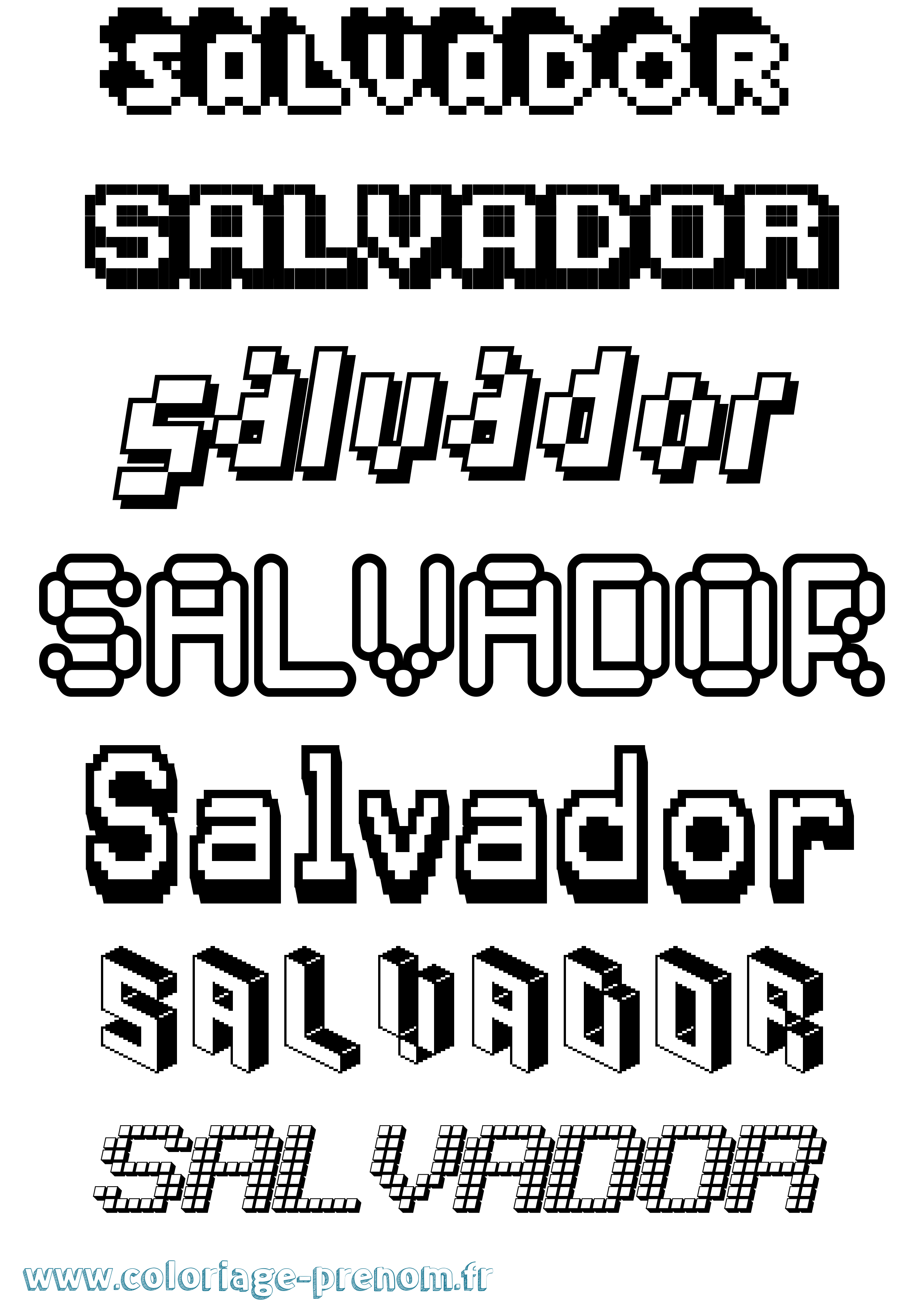 Coloriage Salvador Pixel Coloriage prénom Salvador Pixel