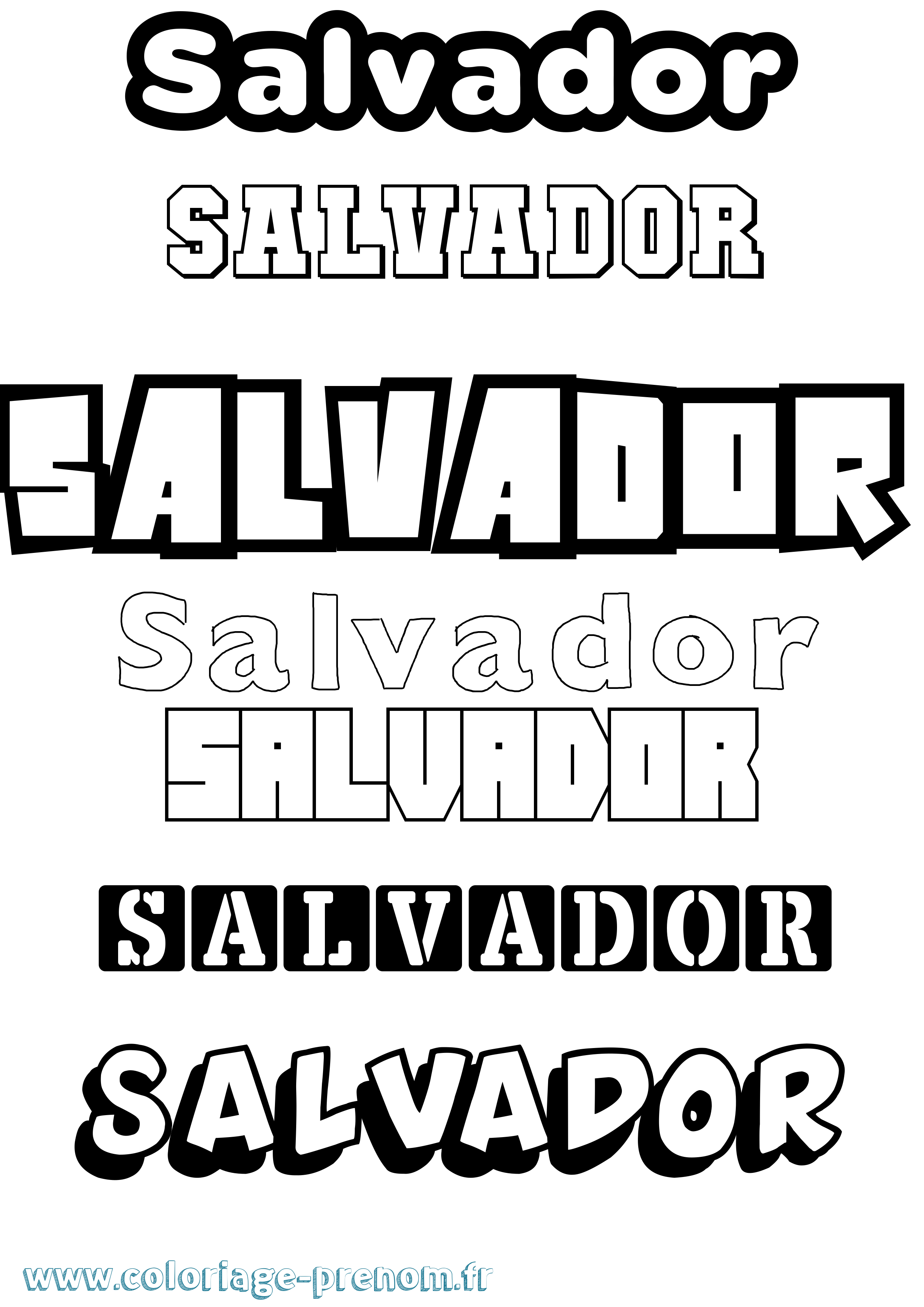 Coloriage Salvador Simple Coloriage prénom Salvador Simple