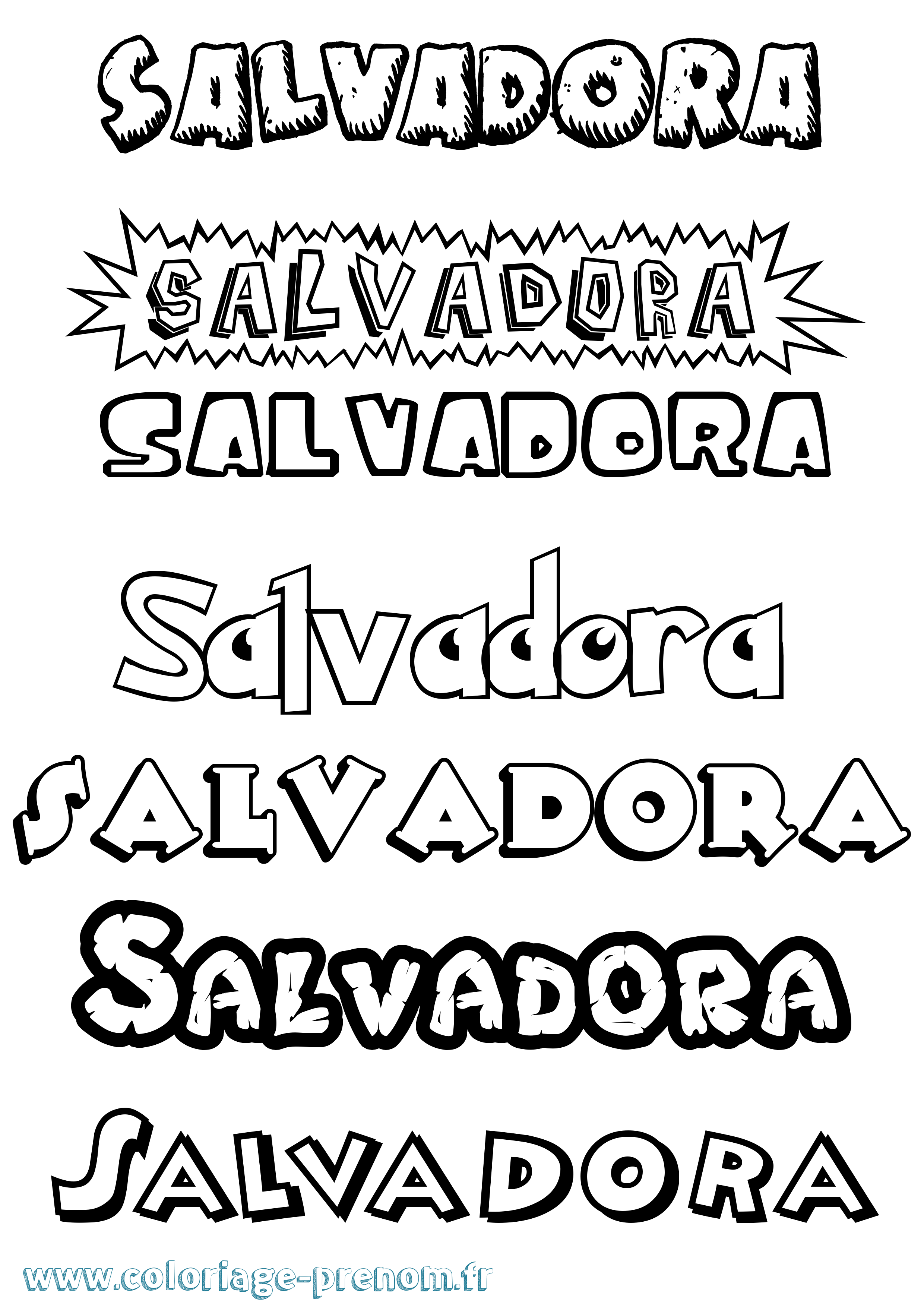 Coloriage prénom Salvadora Dessin Animé