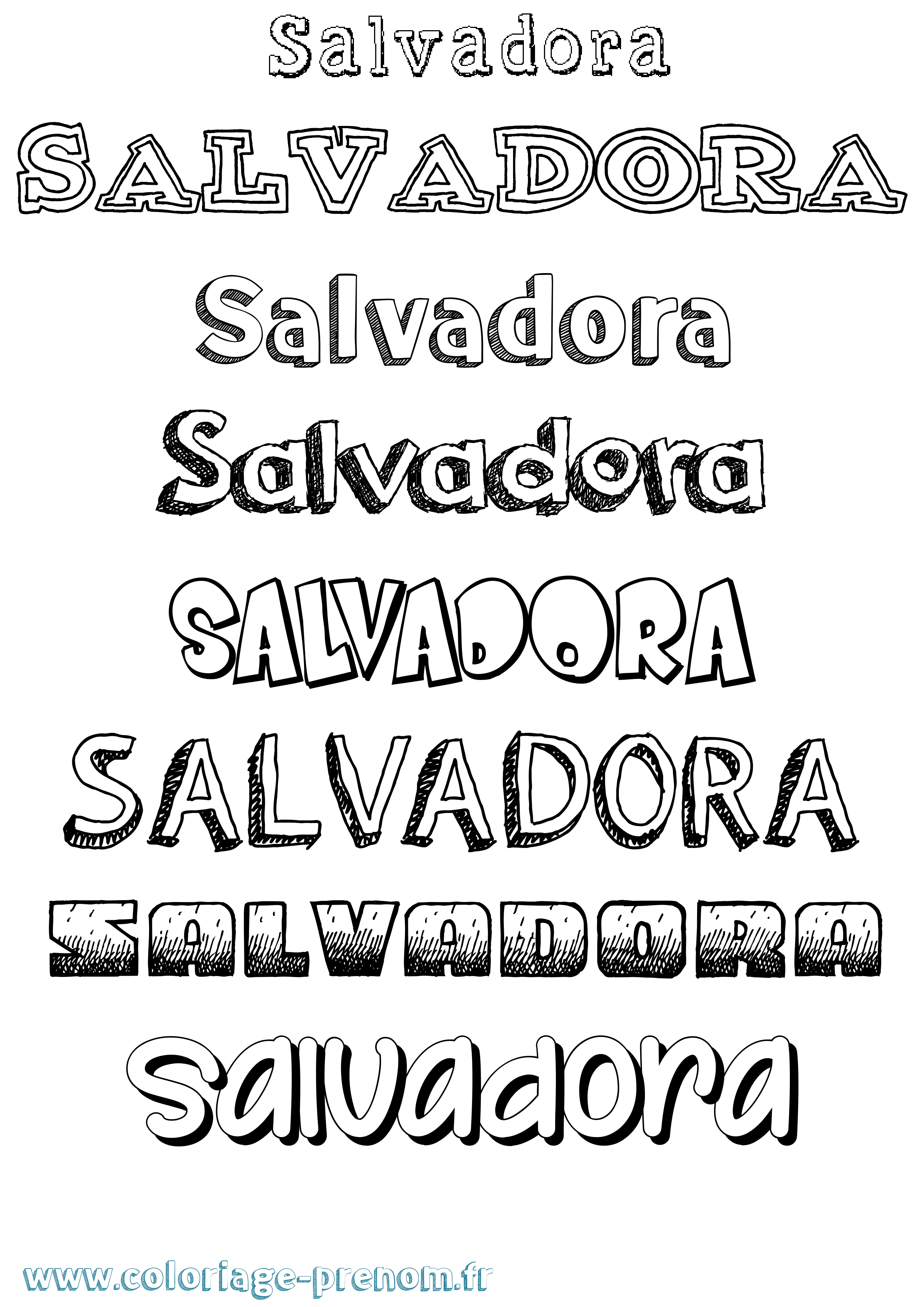 Coloriage prénom Salvadora Dessiné