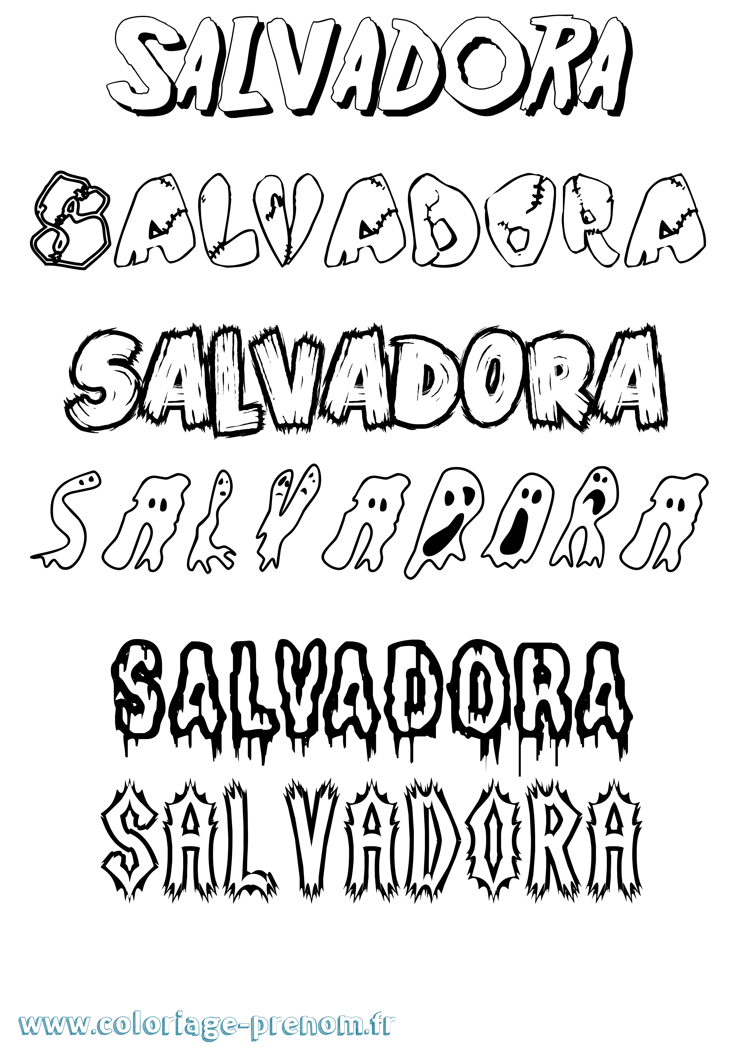 Coloriage prénom Salvadora Frisson