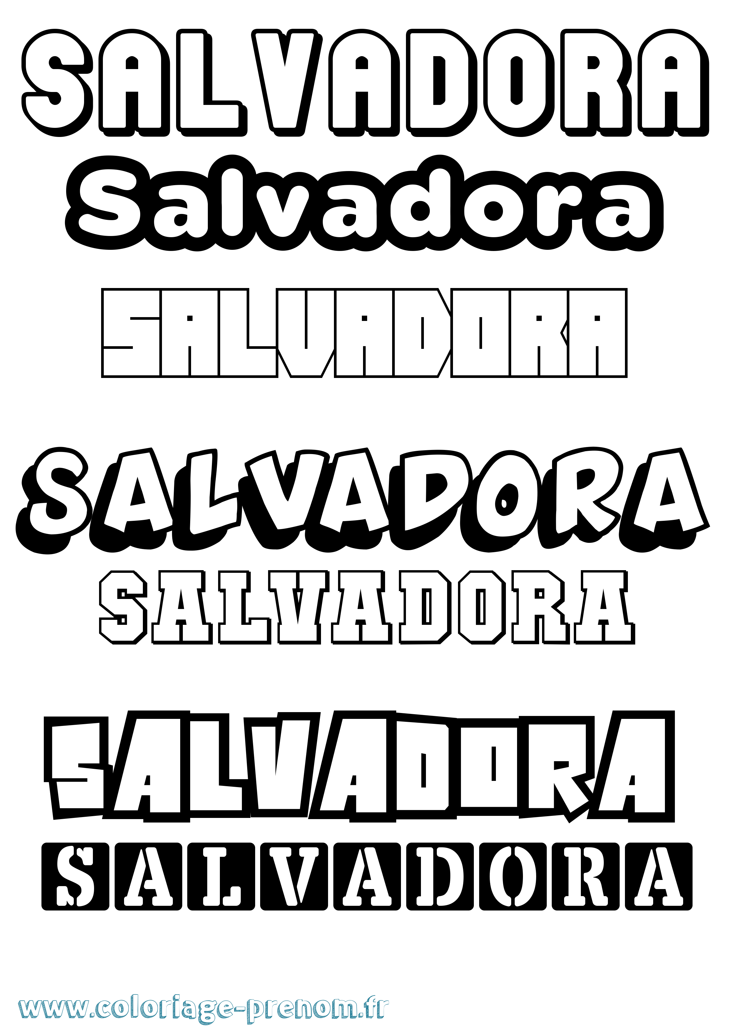 Coloriage prénom Salvadora Simple