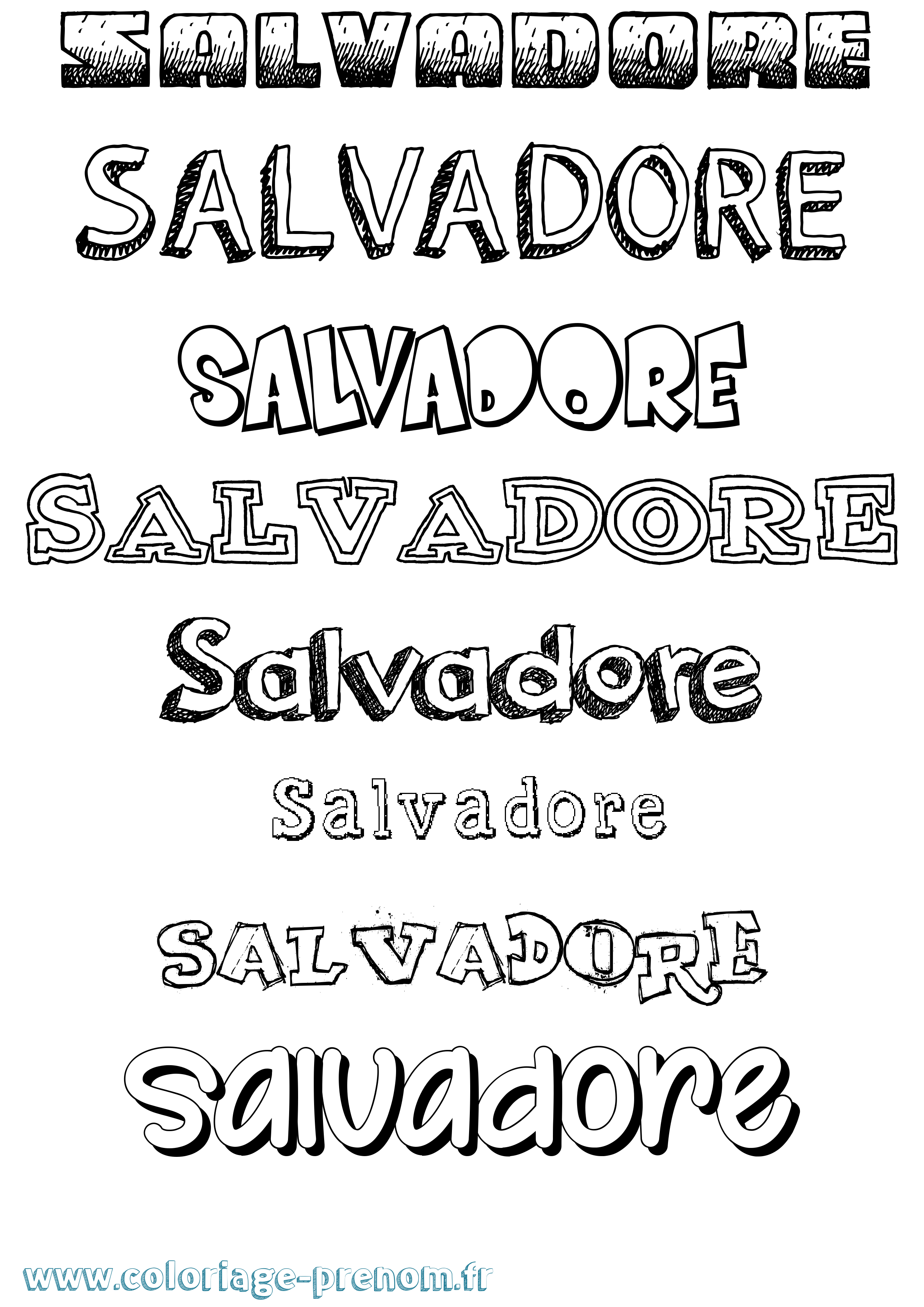 Coloriage prénom Salvadore Dessiné