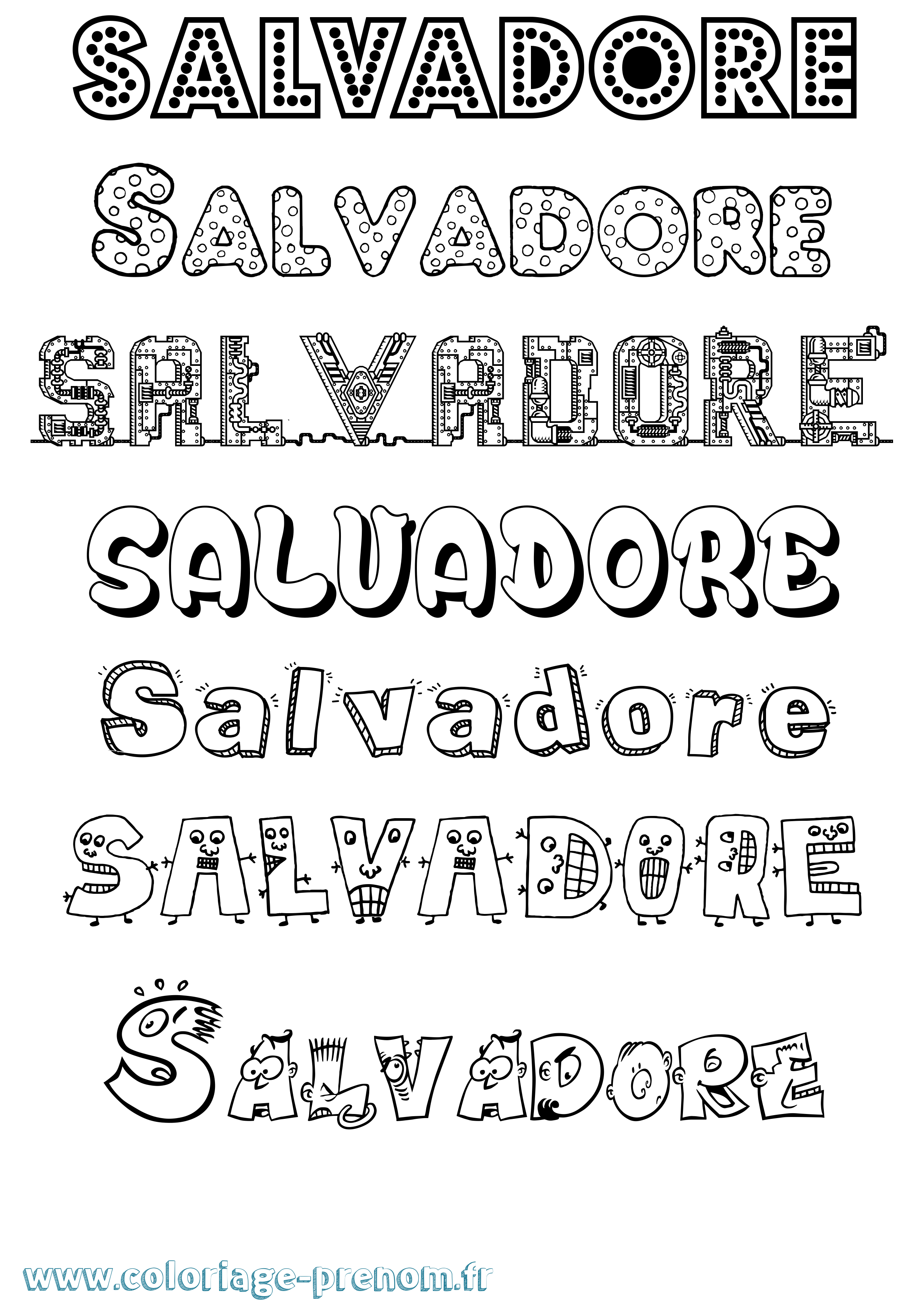 Coloriage prénom Salvadore Fun