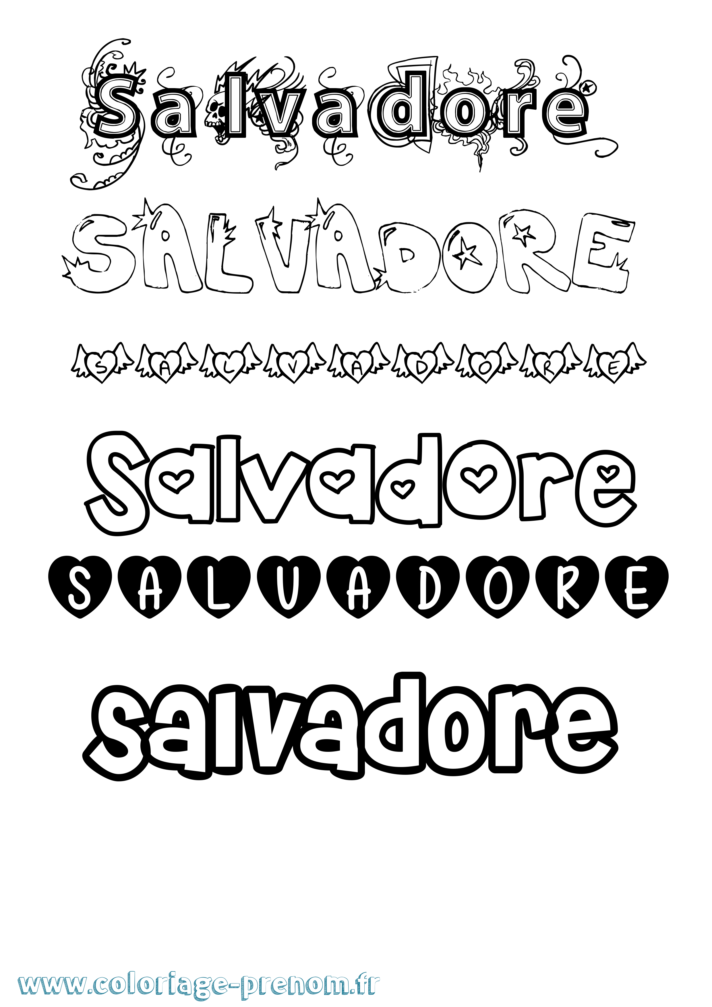 Coloriage prénom Salvadore Girly
