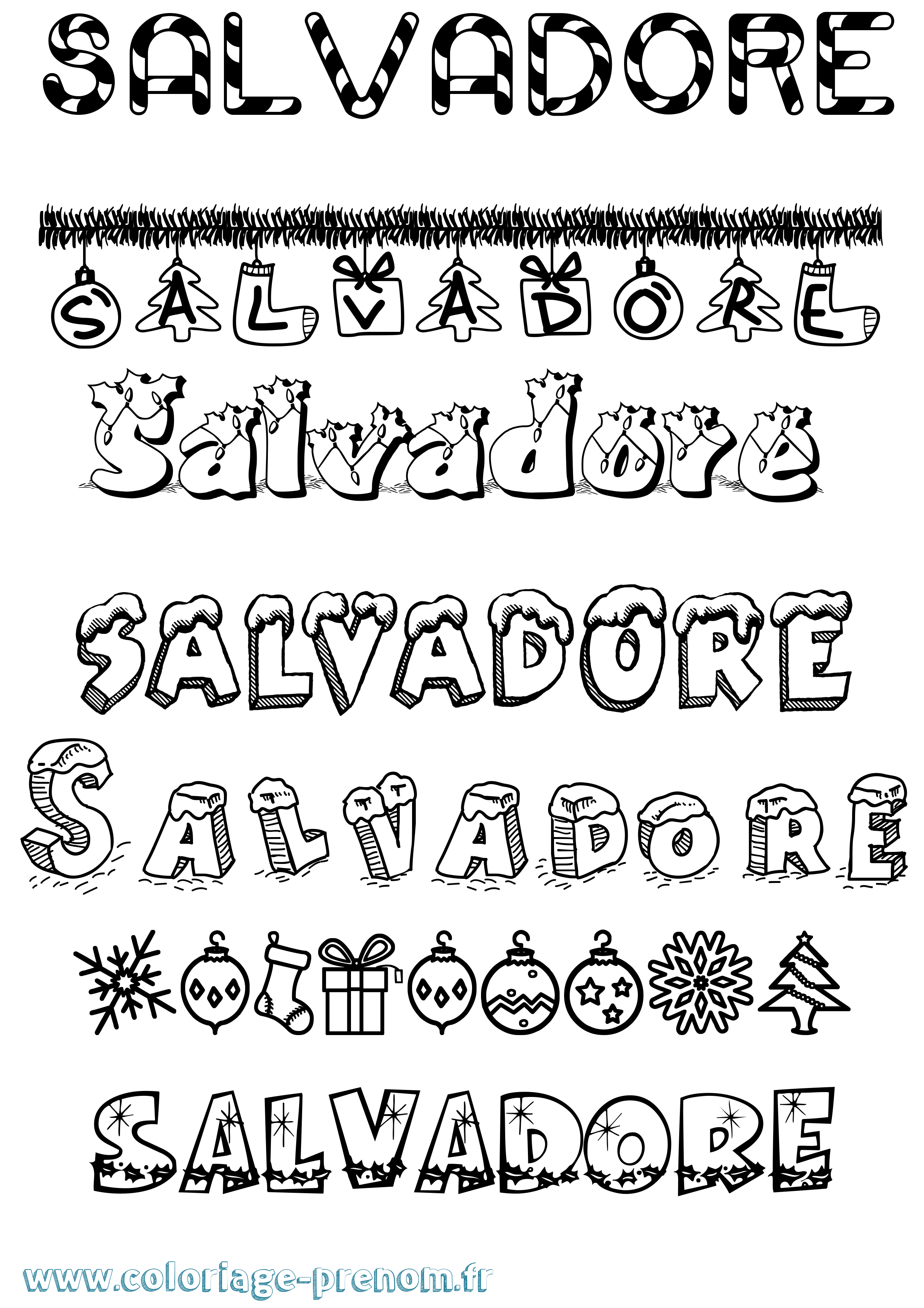 Coloriage prénom Salvadore Noël