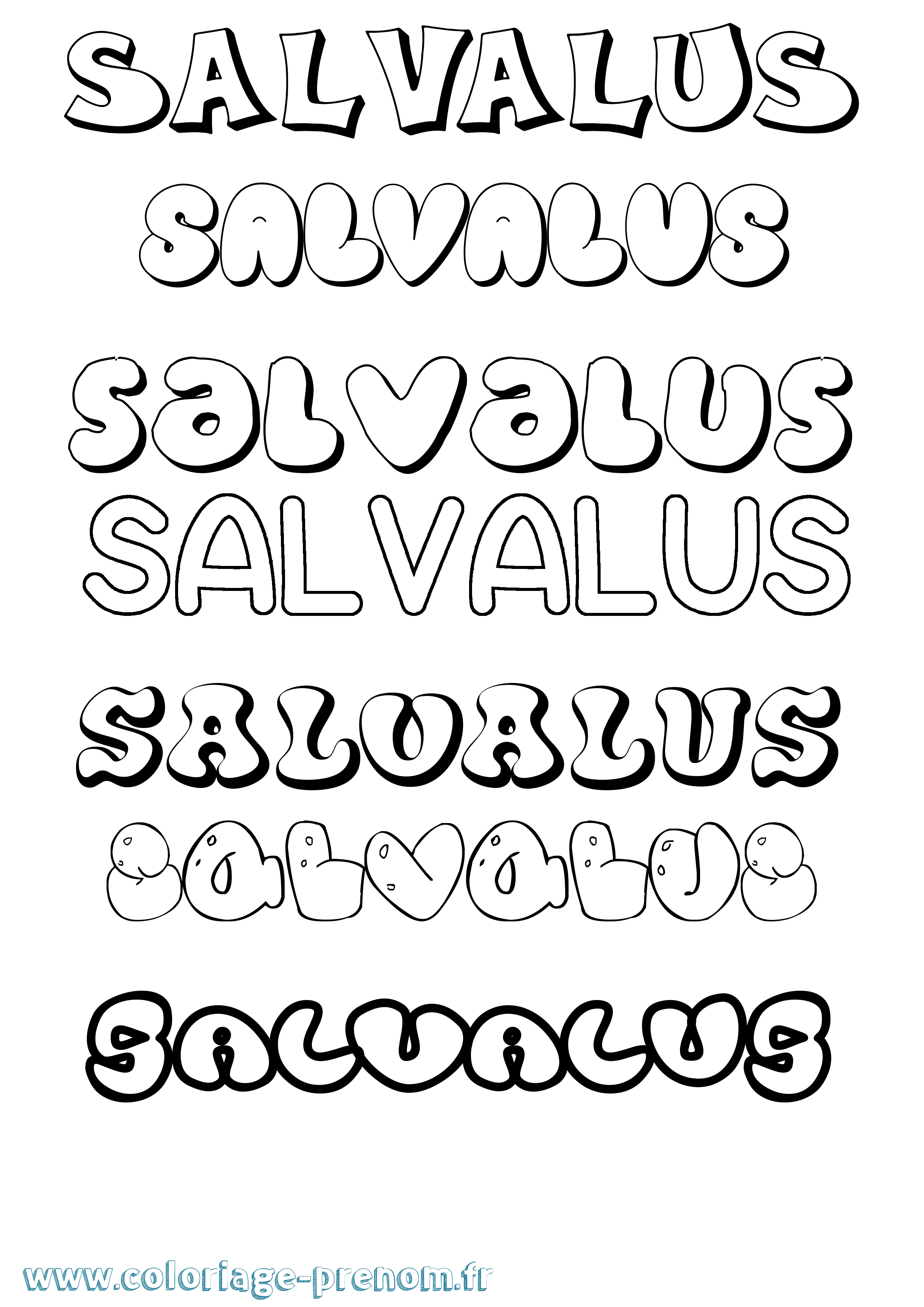 Coloriage prénom Salvalus Bubble