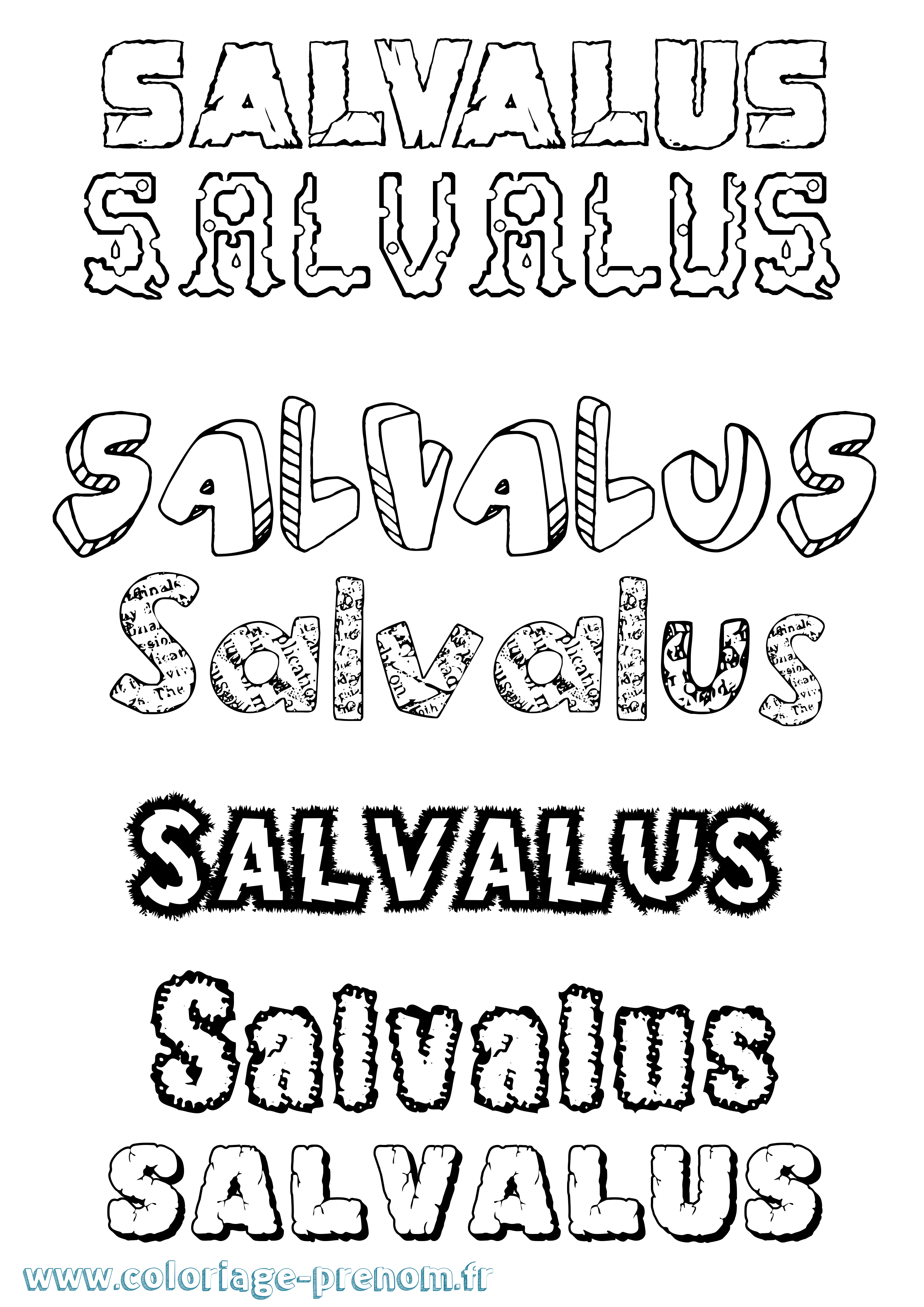 Coloriage prénom Salvalus Destructuré