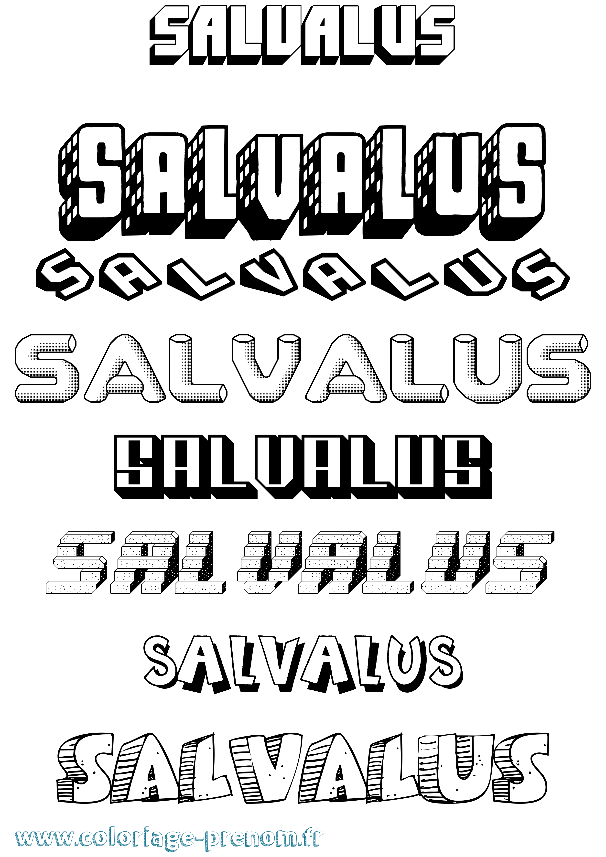 Coloriage prénom Salvalus Effet 3D