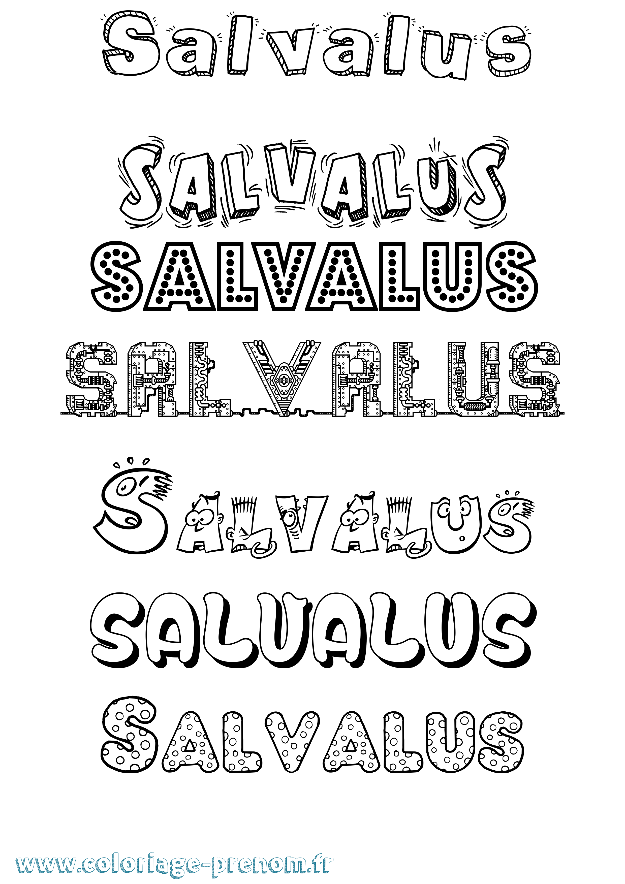 Coloriage prénom Salvalus Fun