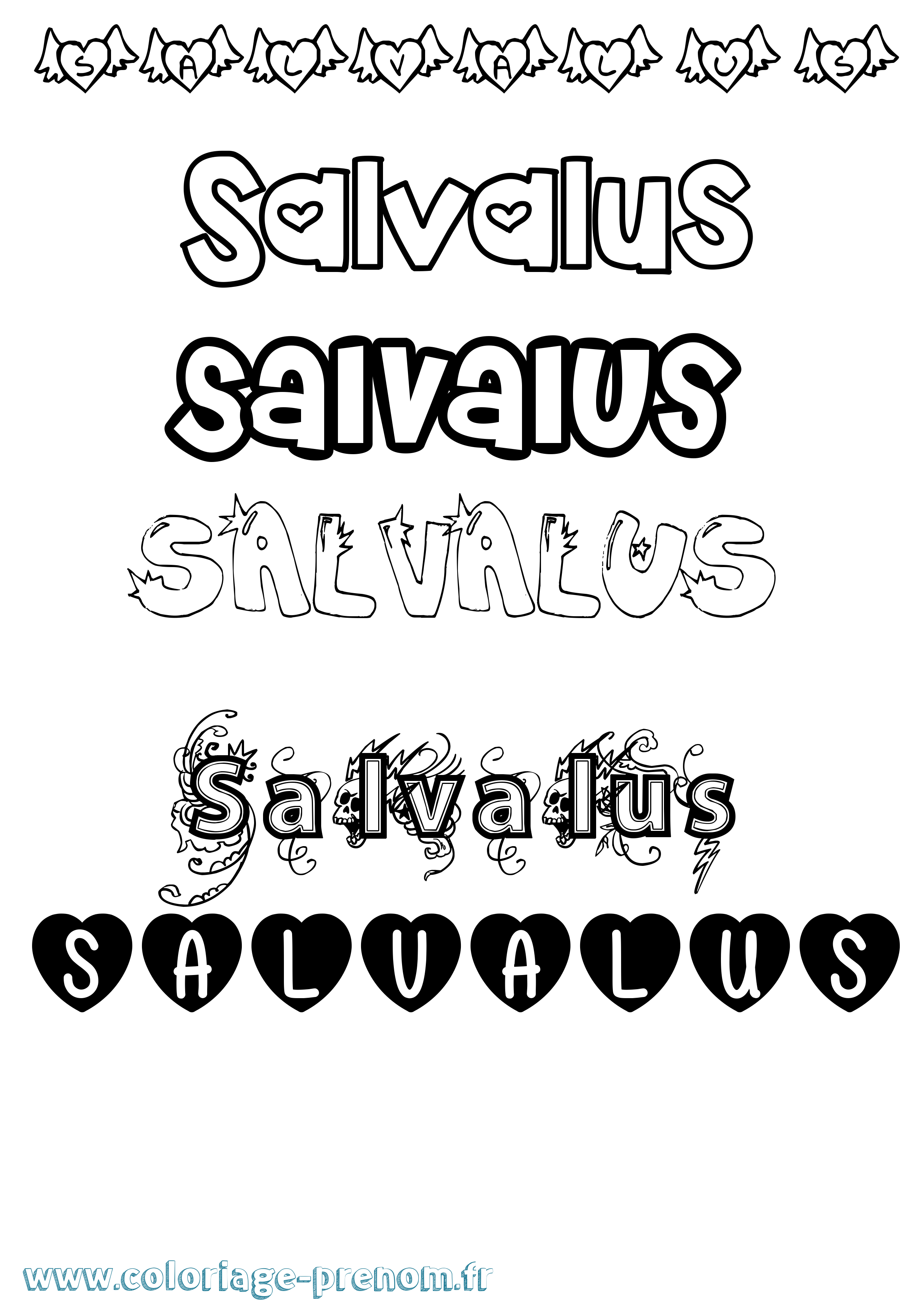 Coloriage prénom Salvalus Girly