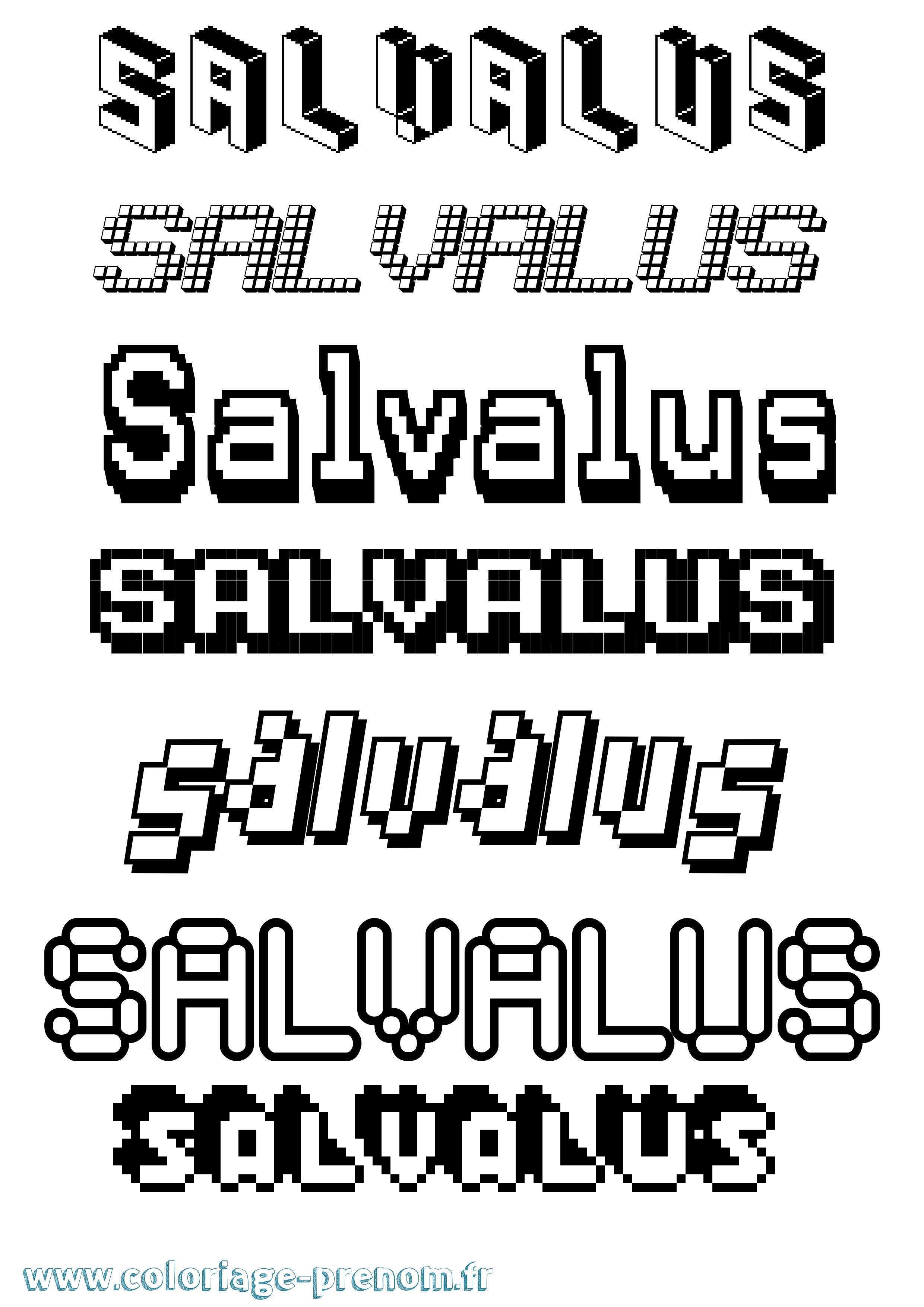Coloriage prénom Salvalus Pixel