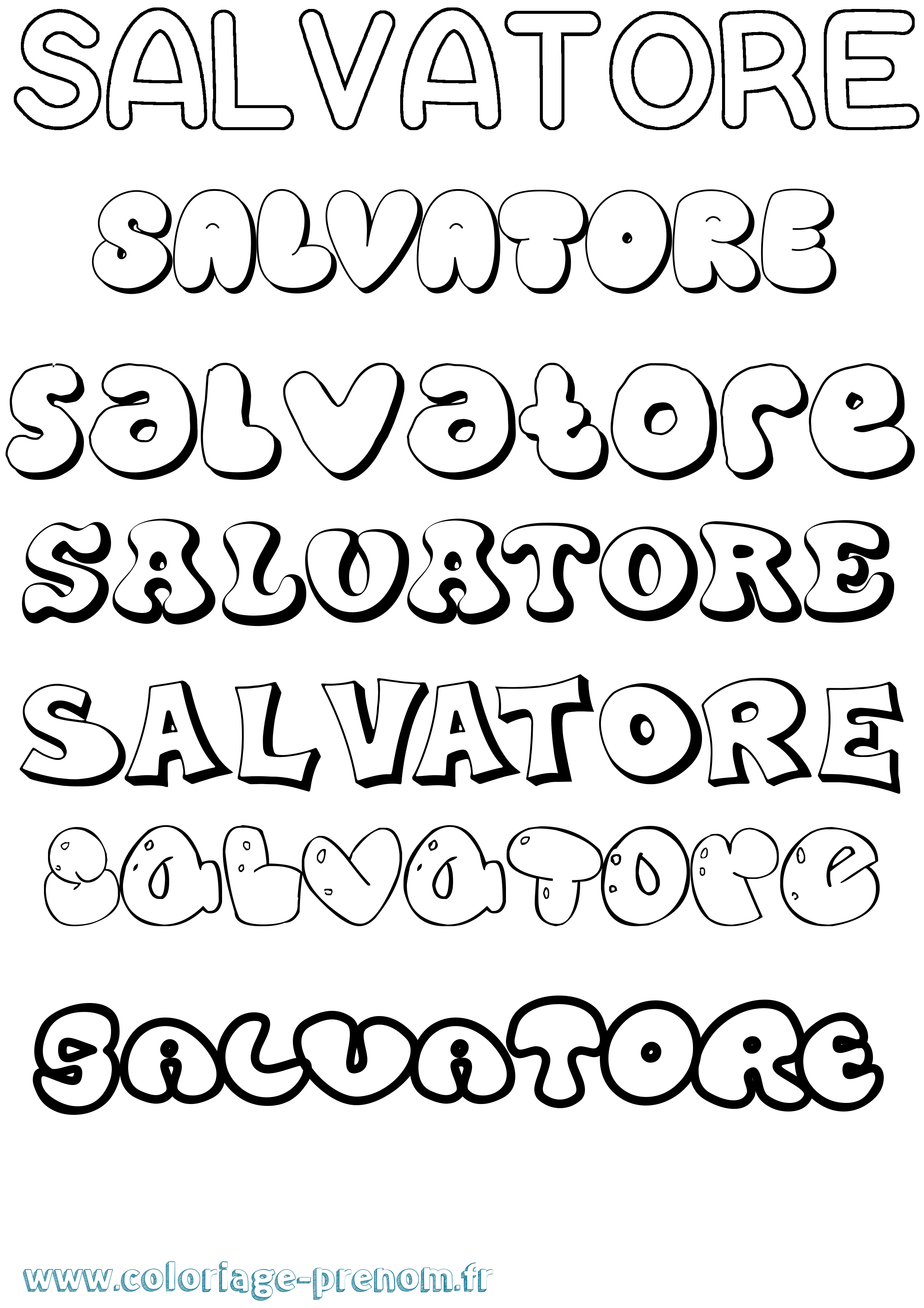 Coloriage Salvatore Bubble Coloriage prénom Salvatore Bubble