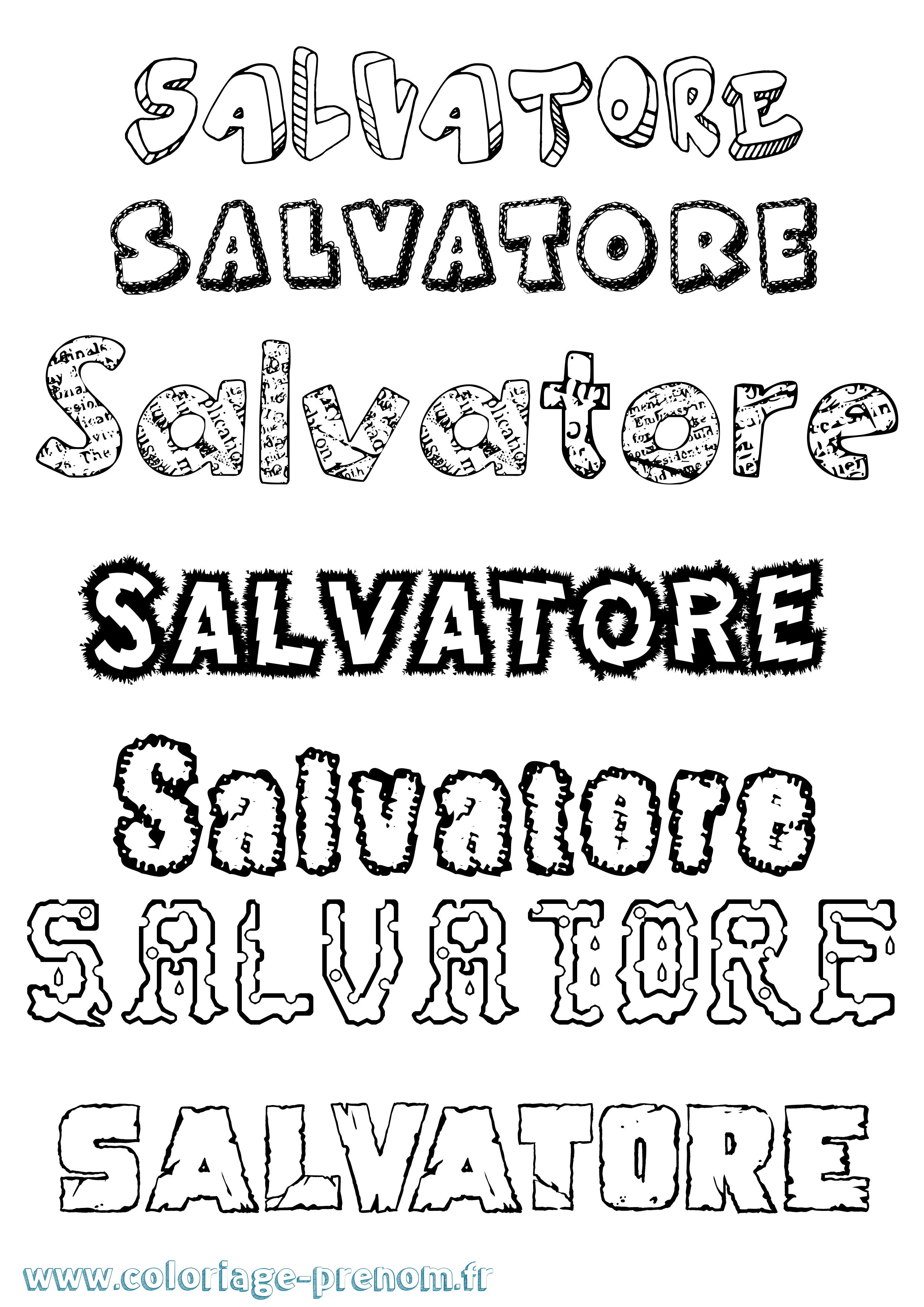 Coloriage Salvatore Destructuré Coloriage prénom Salvatore Destructuré