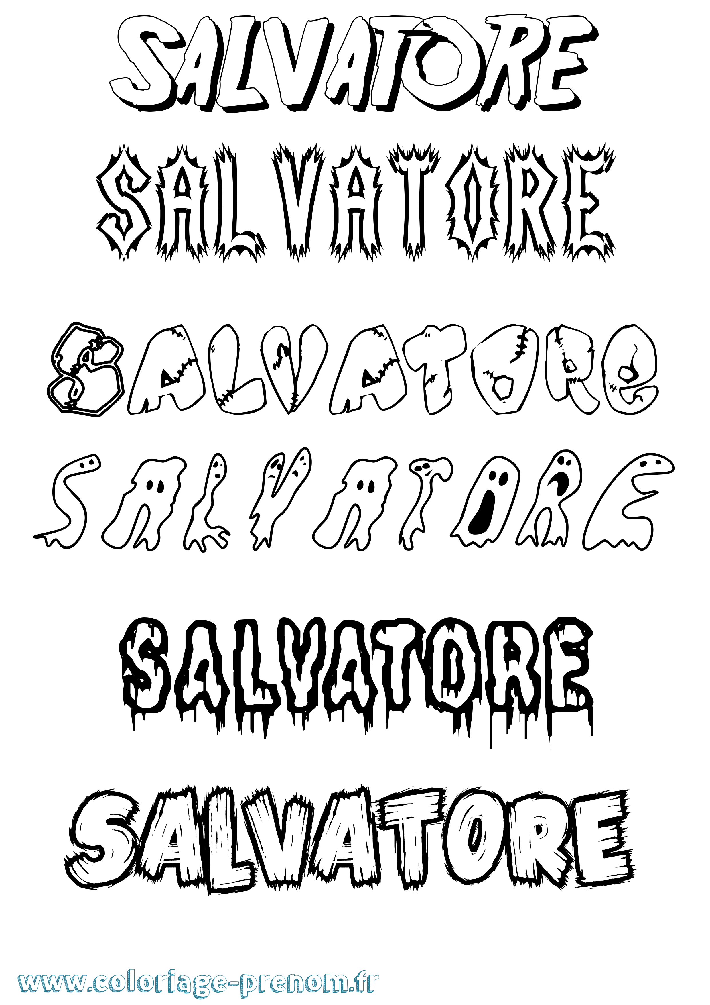 Coloriage Salvatore Frisson Coloriage prénom Salvatore Frisson