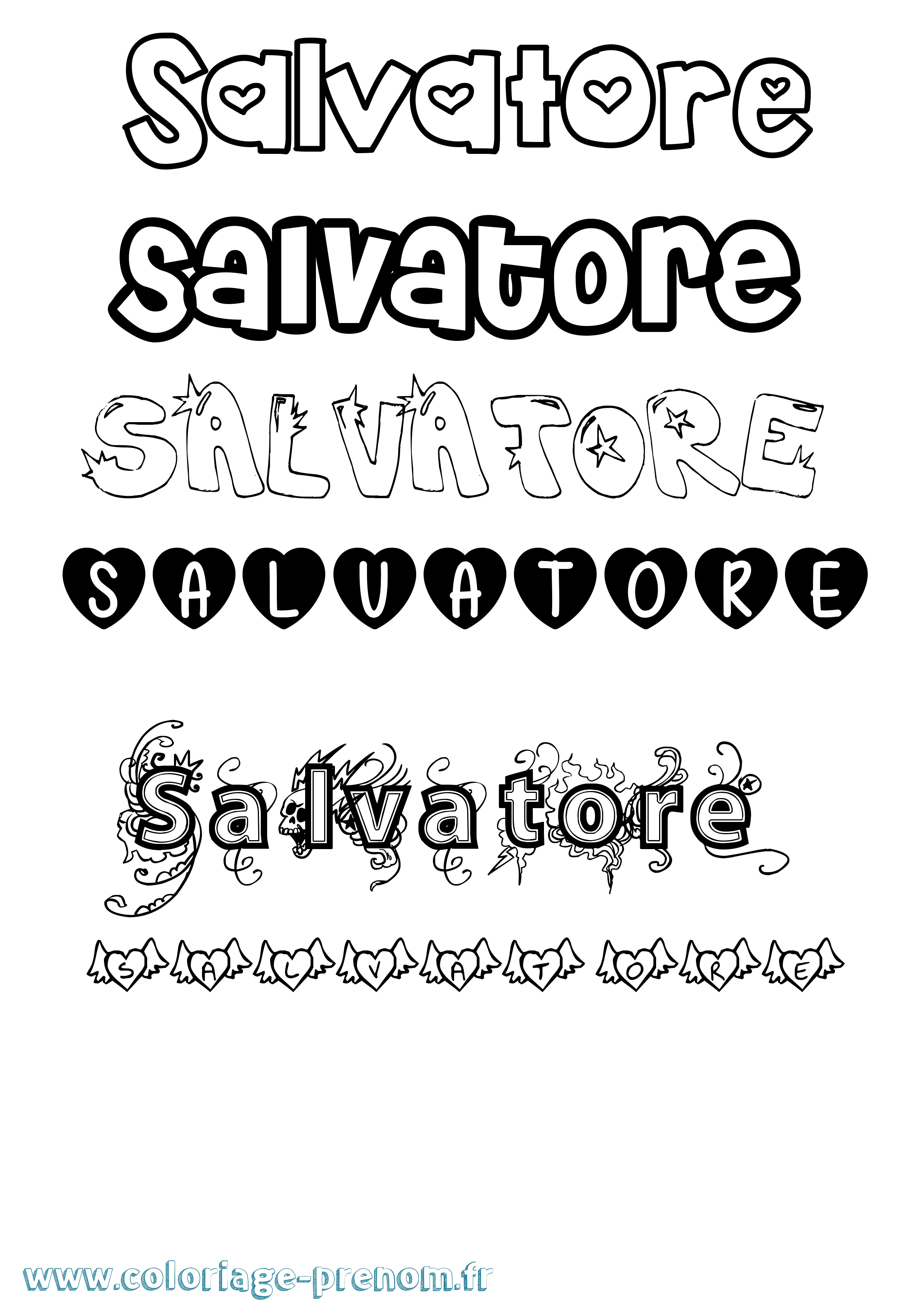 Coloriage Salvatore Girly Coloriage prénom Salvatore Girly