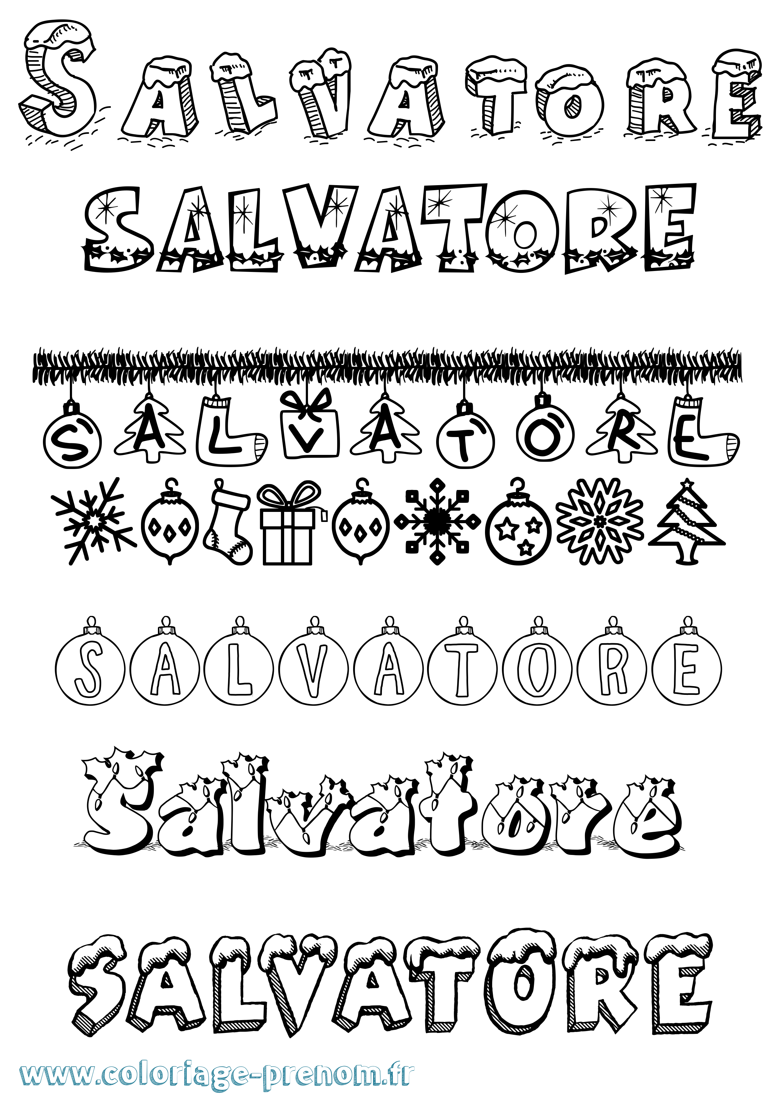 Coloriage Salvatore Noël Coloriage prénom Salvatore Noël