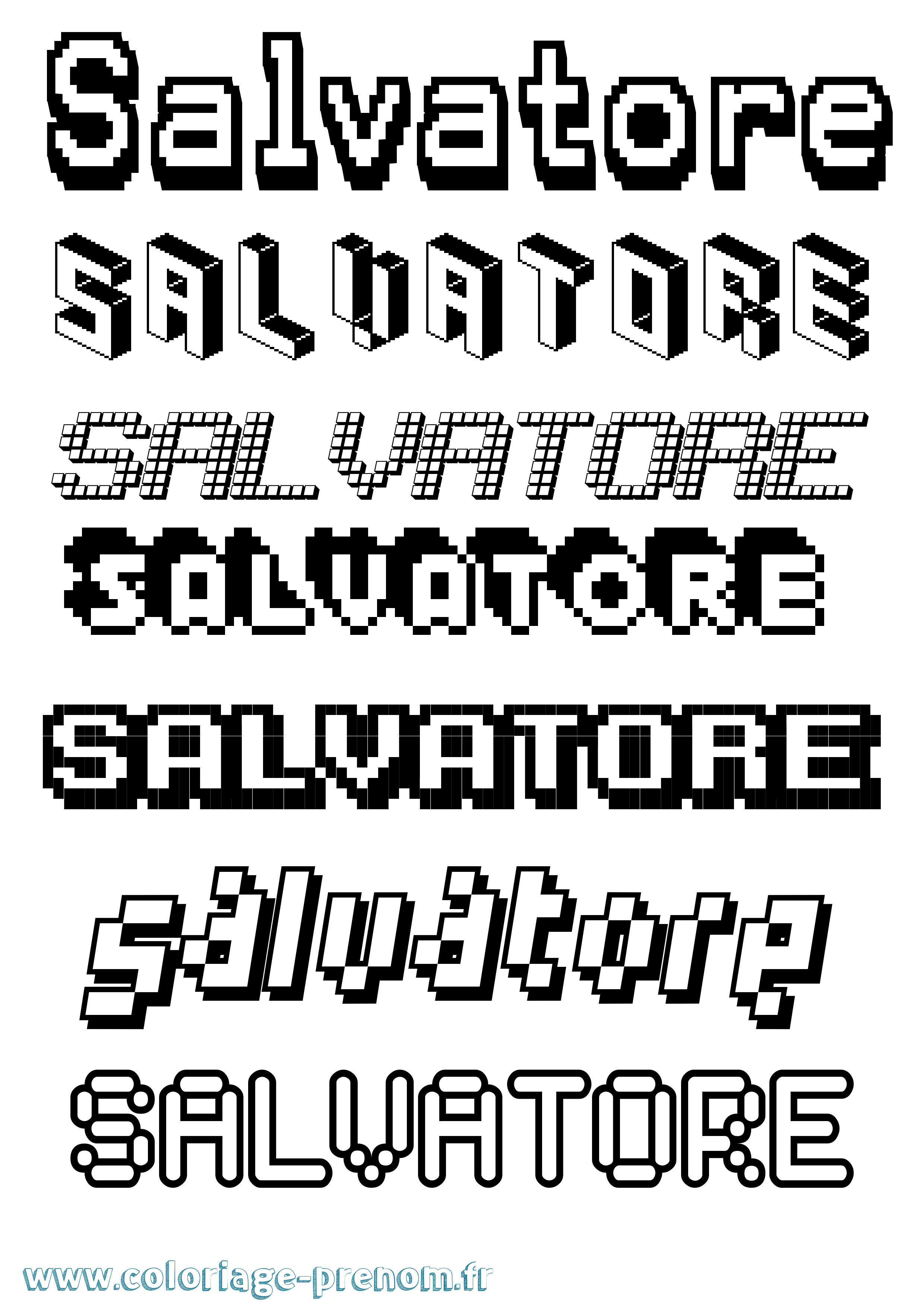 Coloriage Salvatore Pixel Coloriage prénom Salvatore Pixel