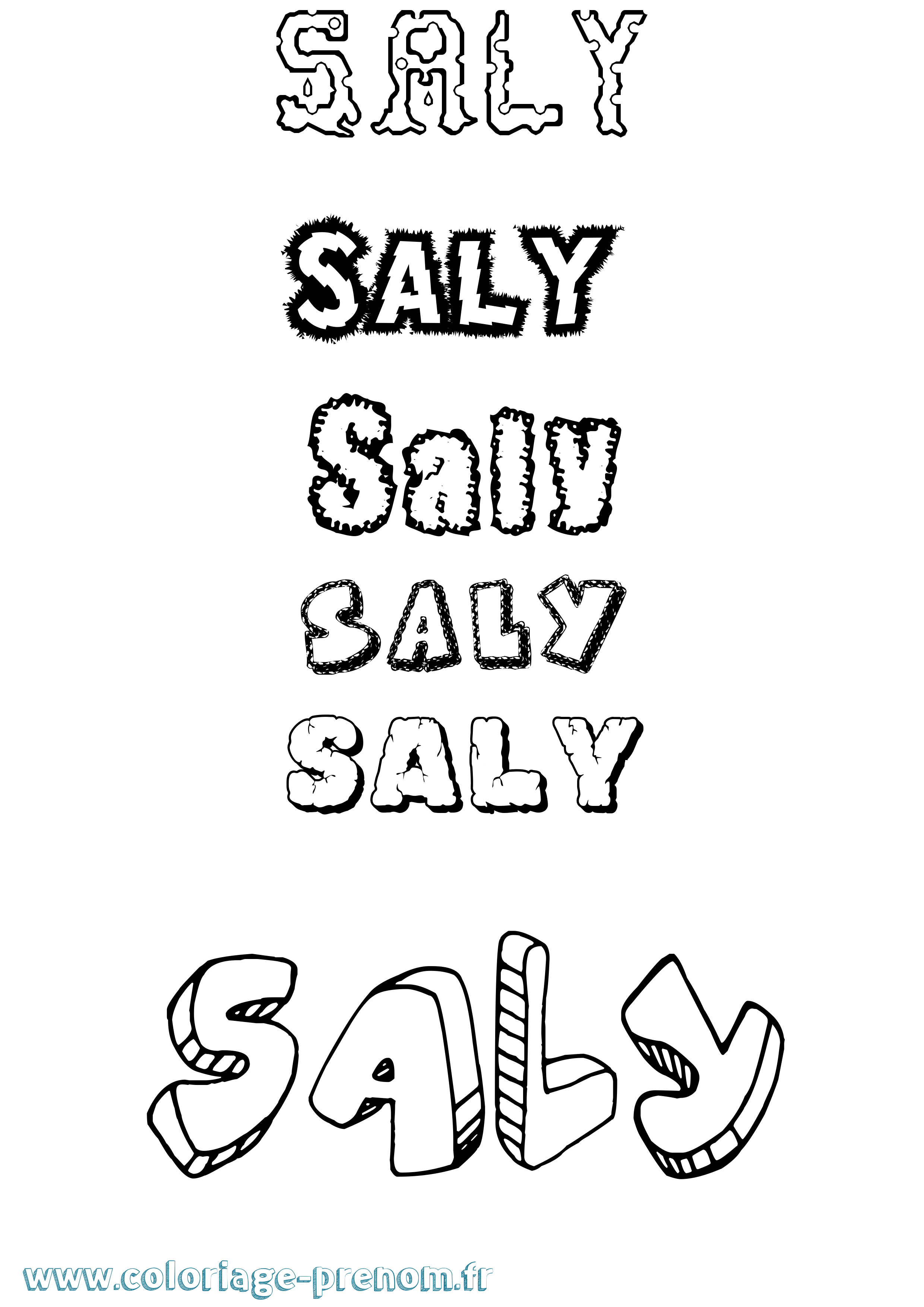 Coloriage Saly Destructuré Coloriage prénom Saly Destructuré