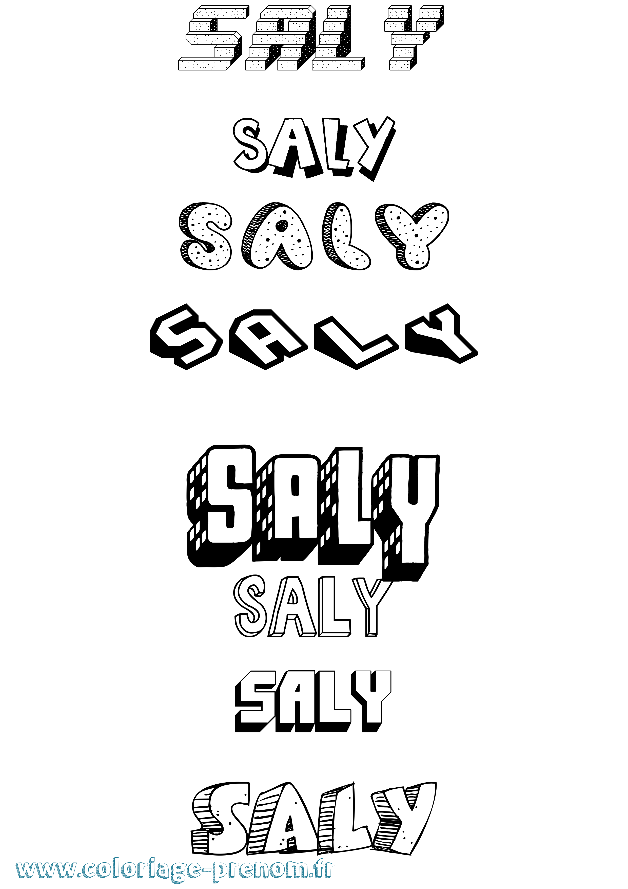Coloriage Saly Effet 3D Coloriage prénom Saly Effet 3D
