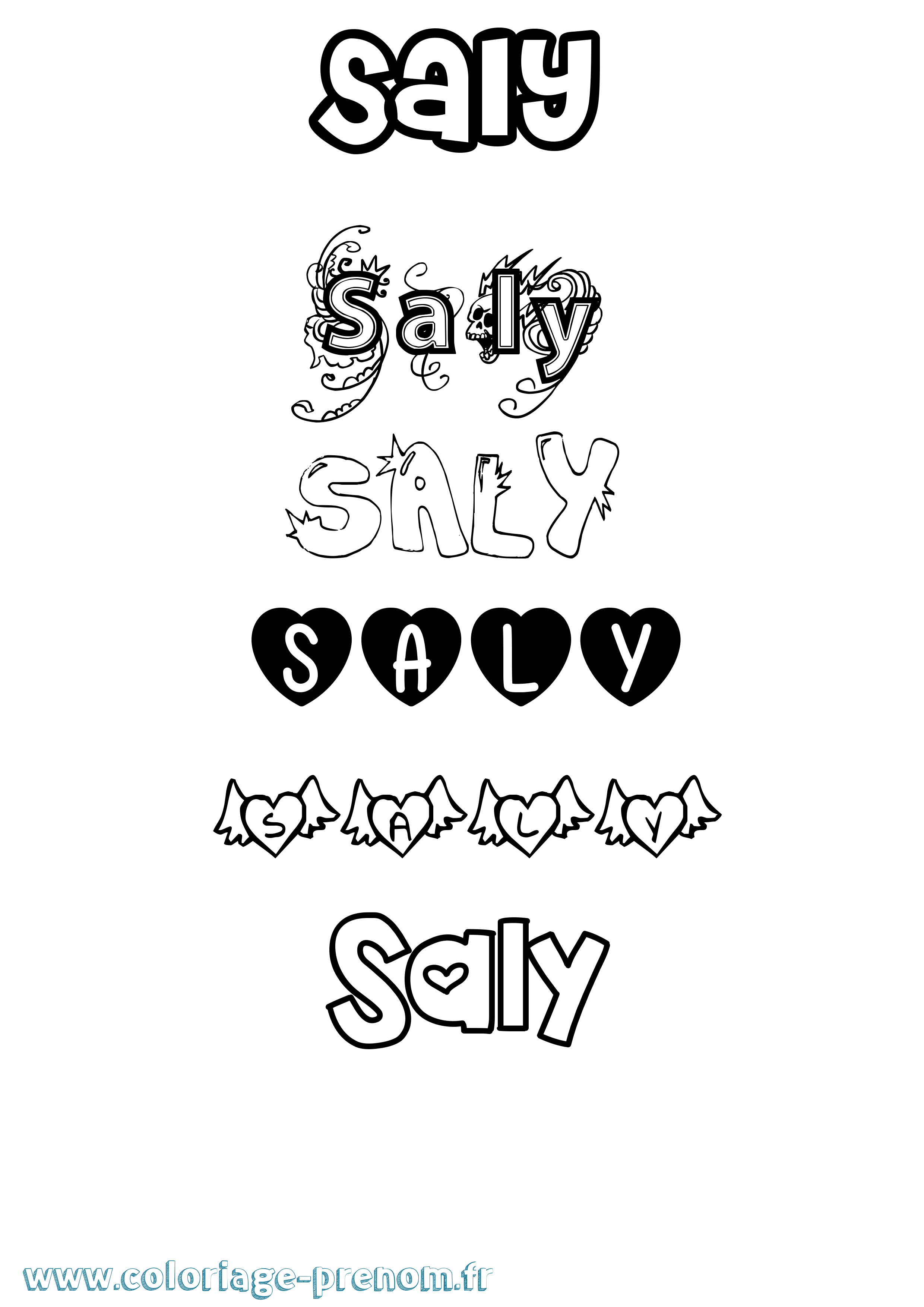 Coloriage Saly Girly Coloriage prénom Saly Girly