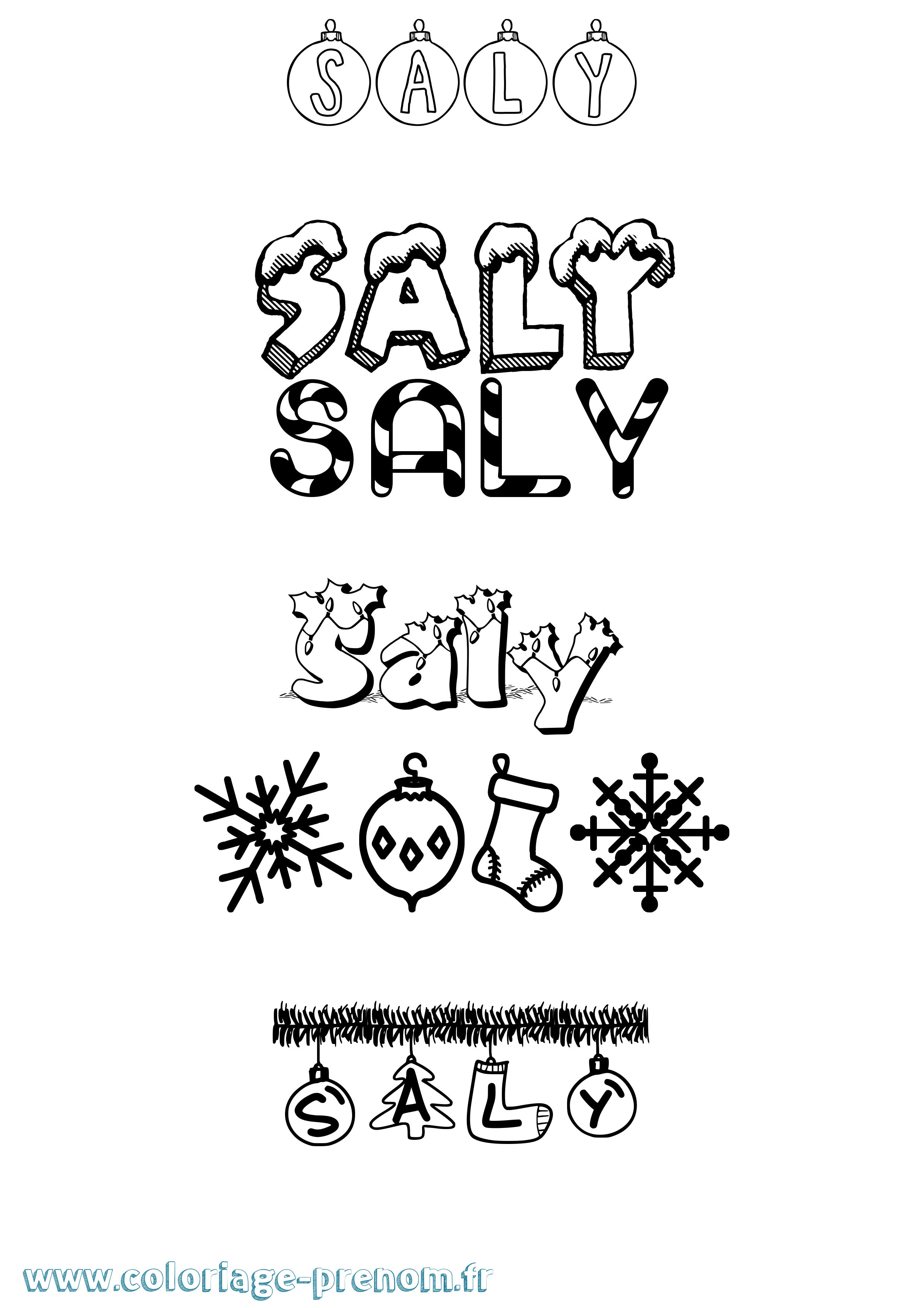 Coloriage Saly Noël Coloriage prénom Saly Noël