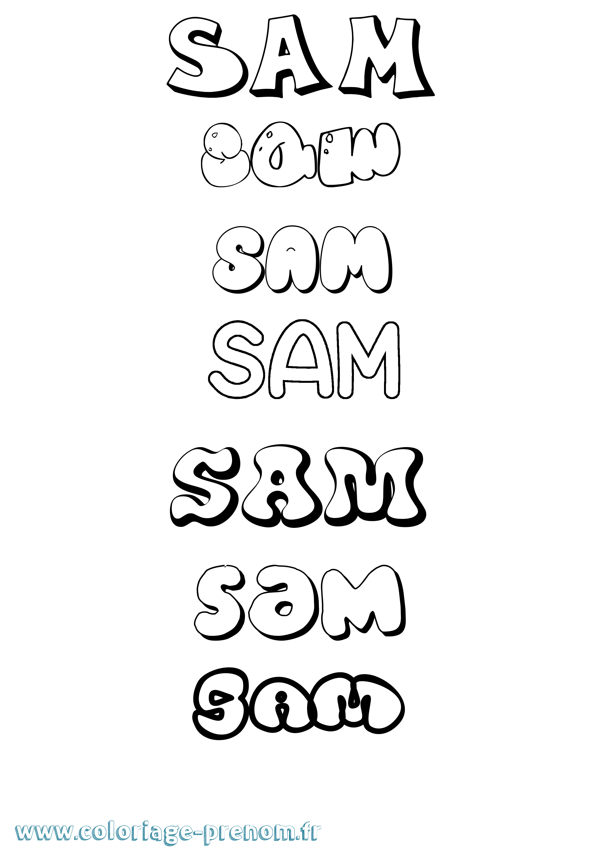 Coloriage prénom Sam Bubble