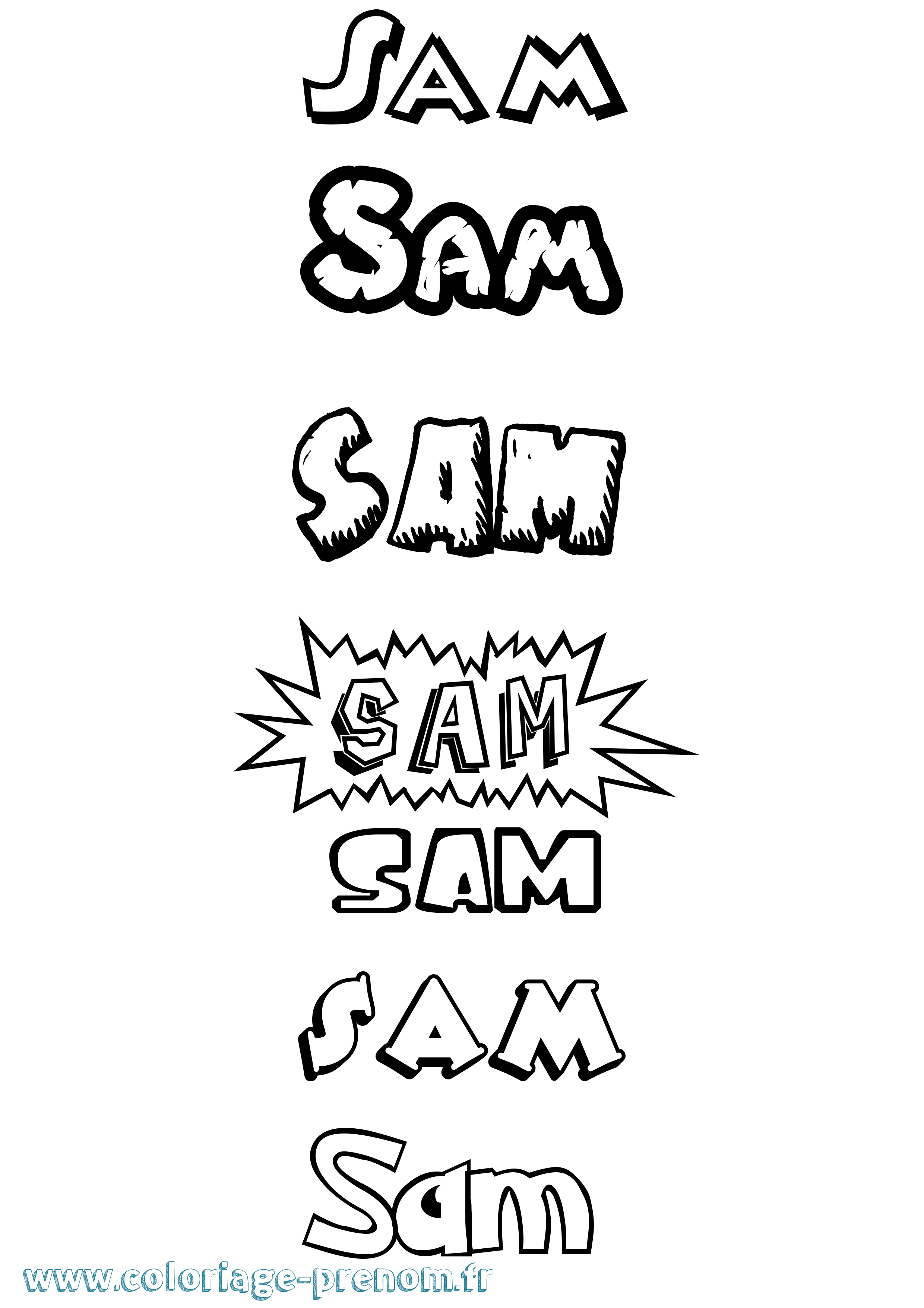 Coloriage Sam Coloriage prénom Sam